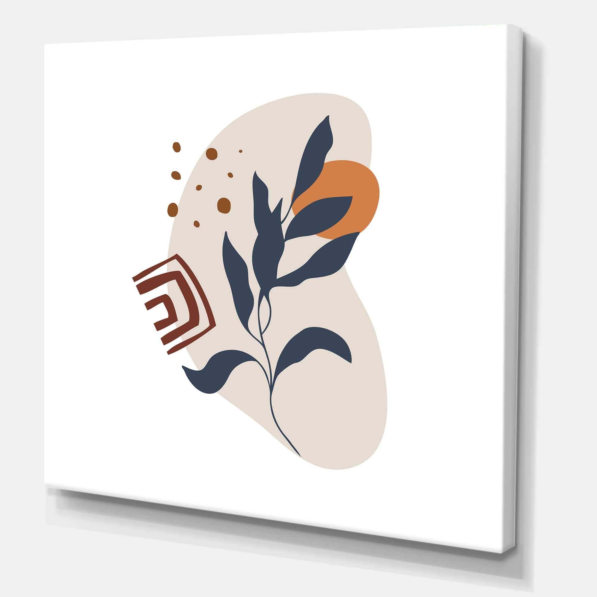 Designart - Abstract Flowers On Minimal Shapes VII - Modern Canvas Wall Art Print