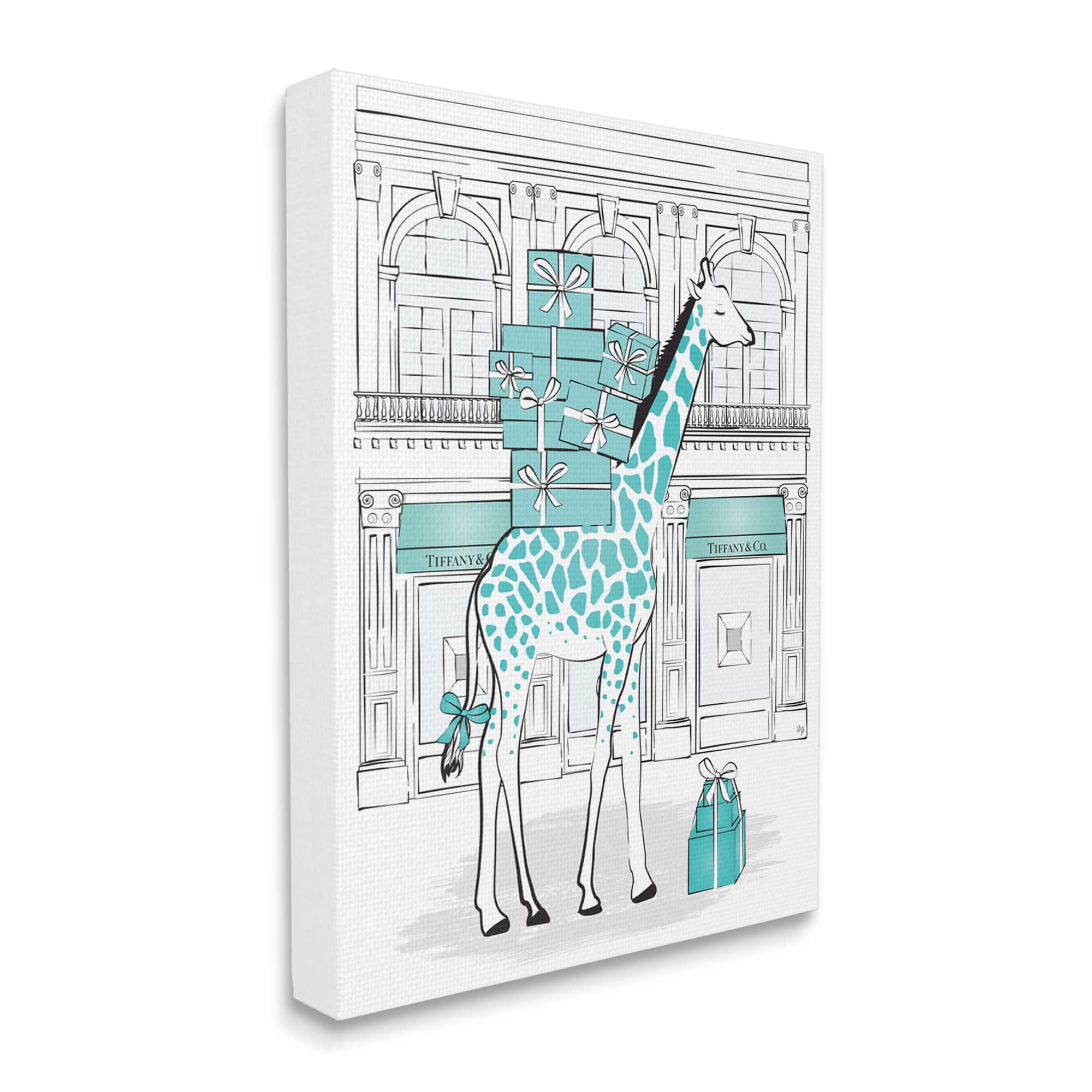 Stupell Industries Giraffe with Stacked Gift Boxes Wall Accent