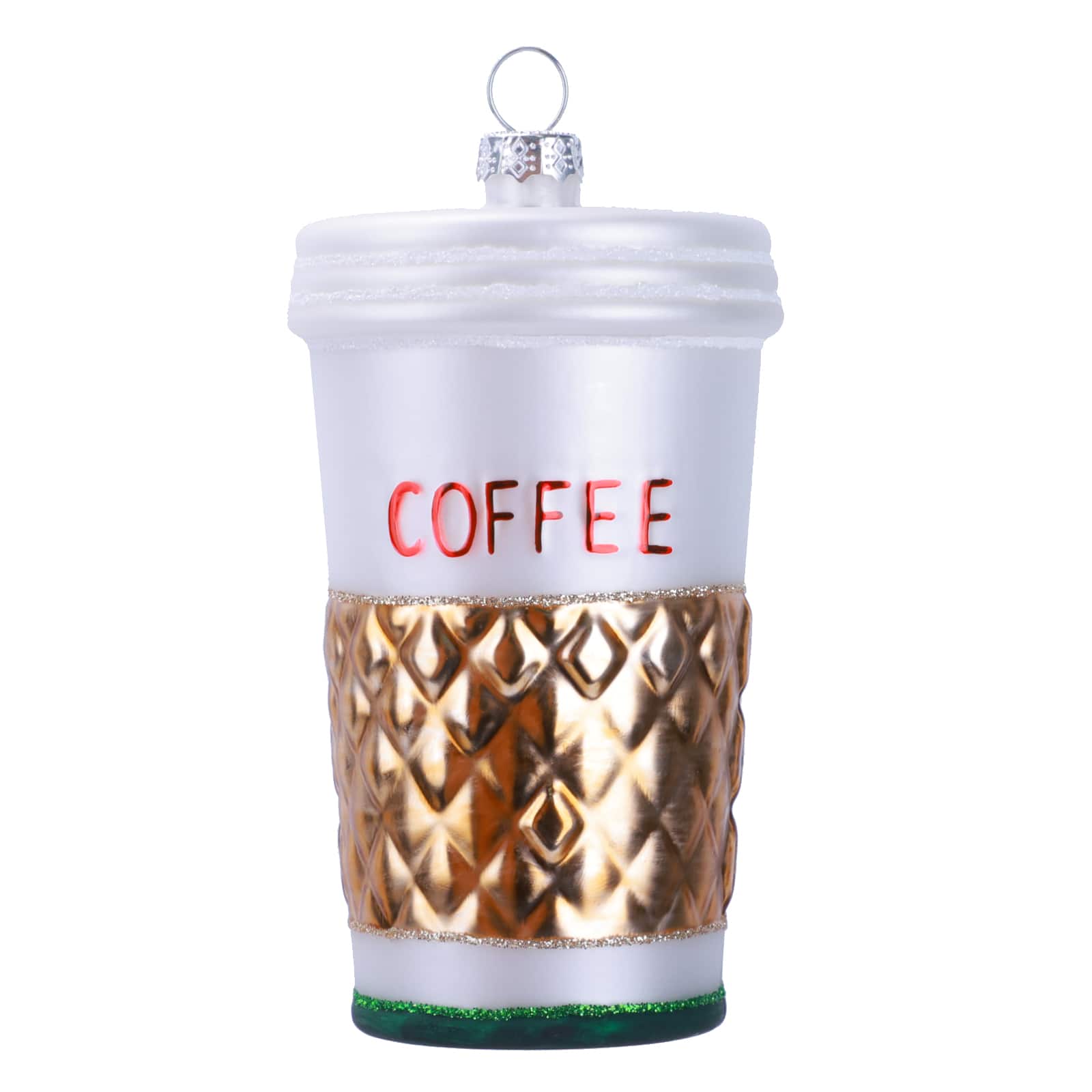 4.25" White & Gold Coffee Cup Glass Ornament by Ashland®