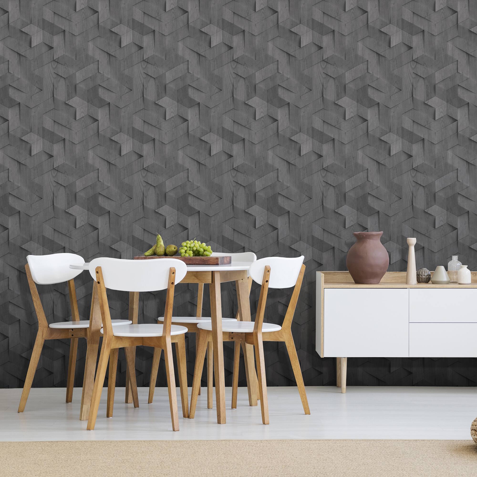 Designs Direct Woodblock Geometric Illusion Wallpaper
