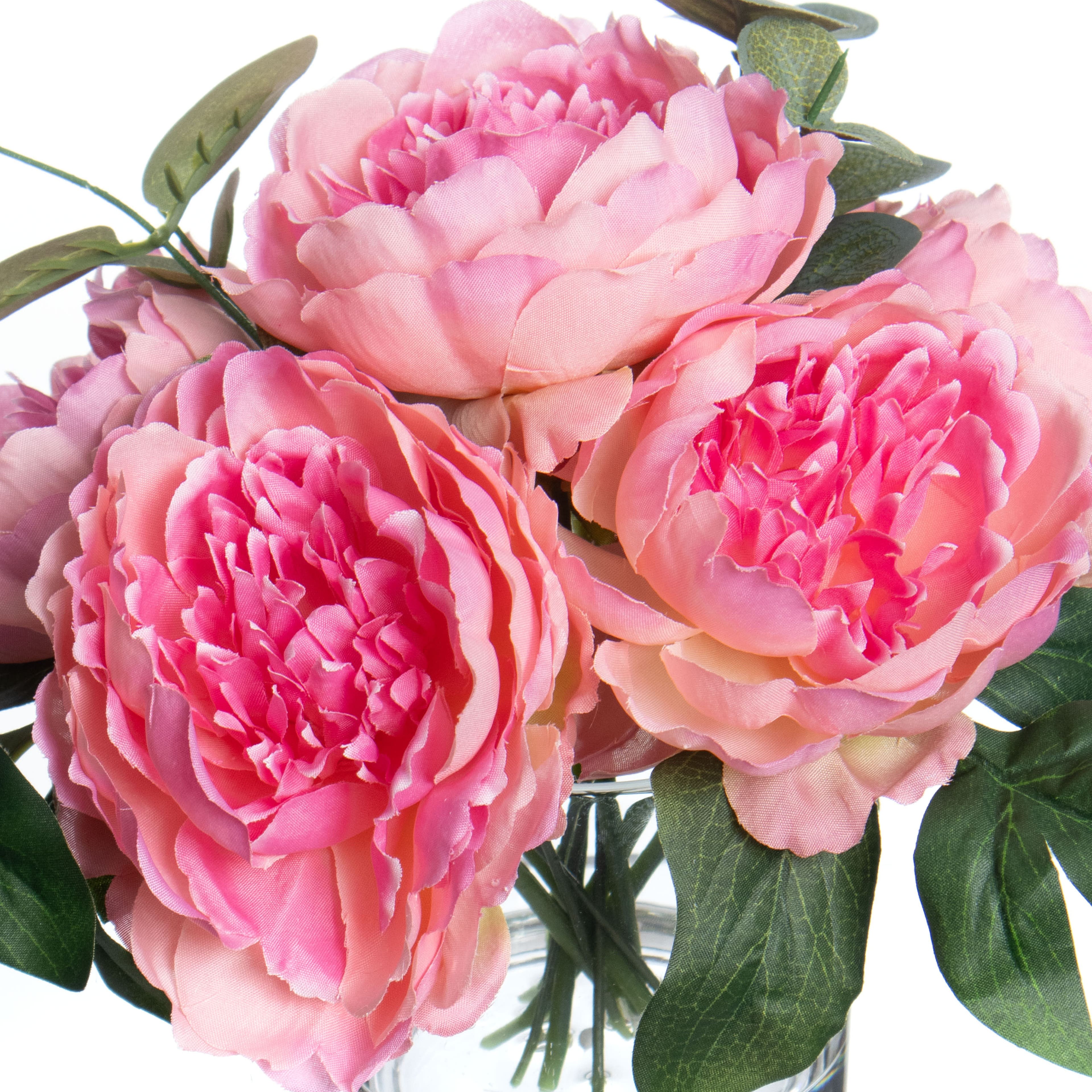7.75" Pink Peony & Eucalyptus in Clear Glass Vase by Ashland®