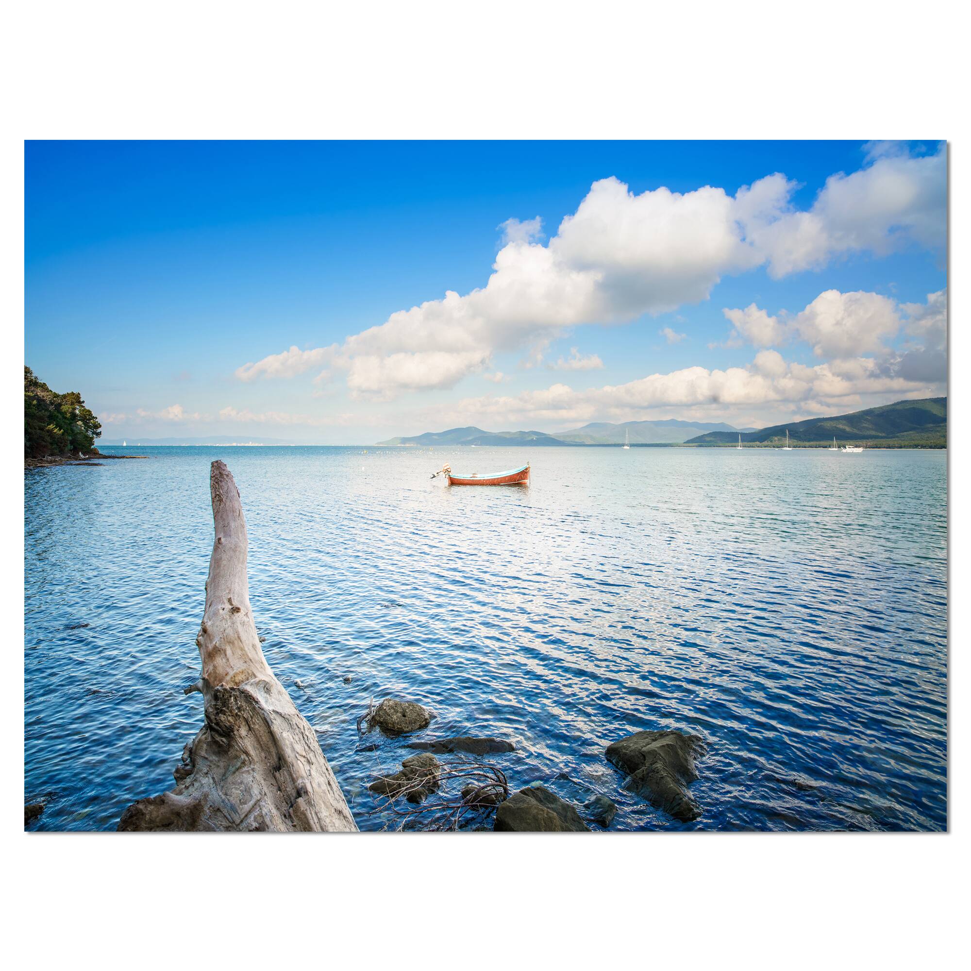 Designart - Small Wooden Boat and Tree Trunk