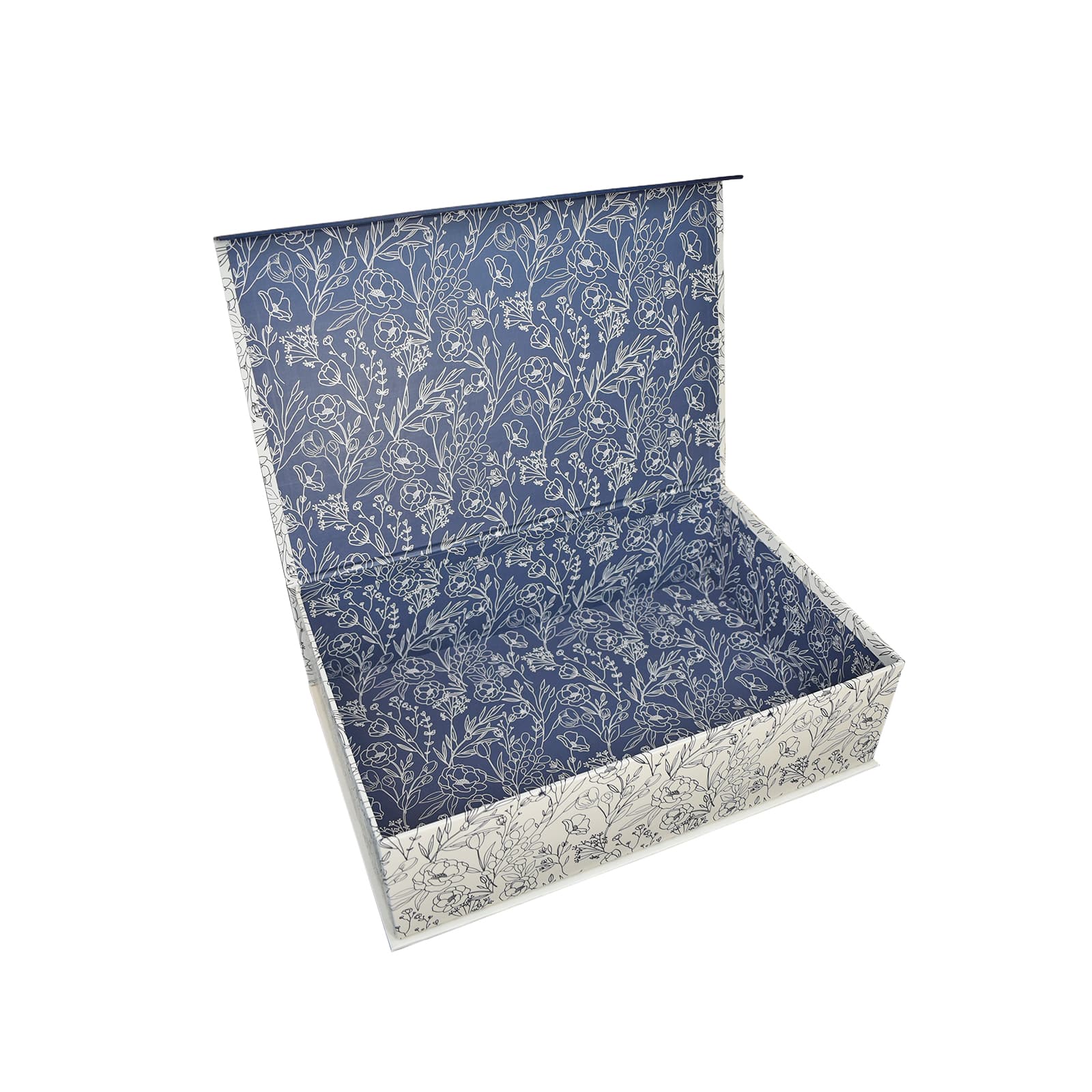 Medium Blue & White Floral Decorative Flip Top Book Box by Ashland®