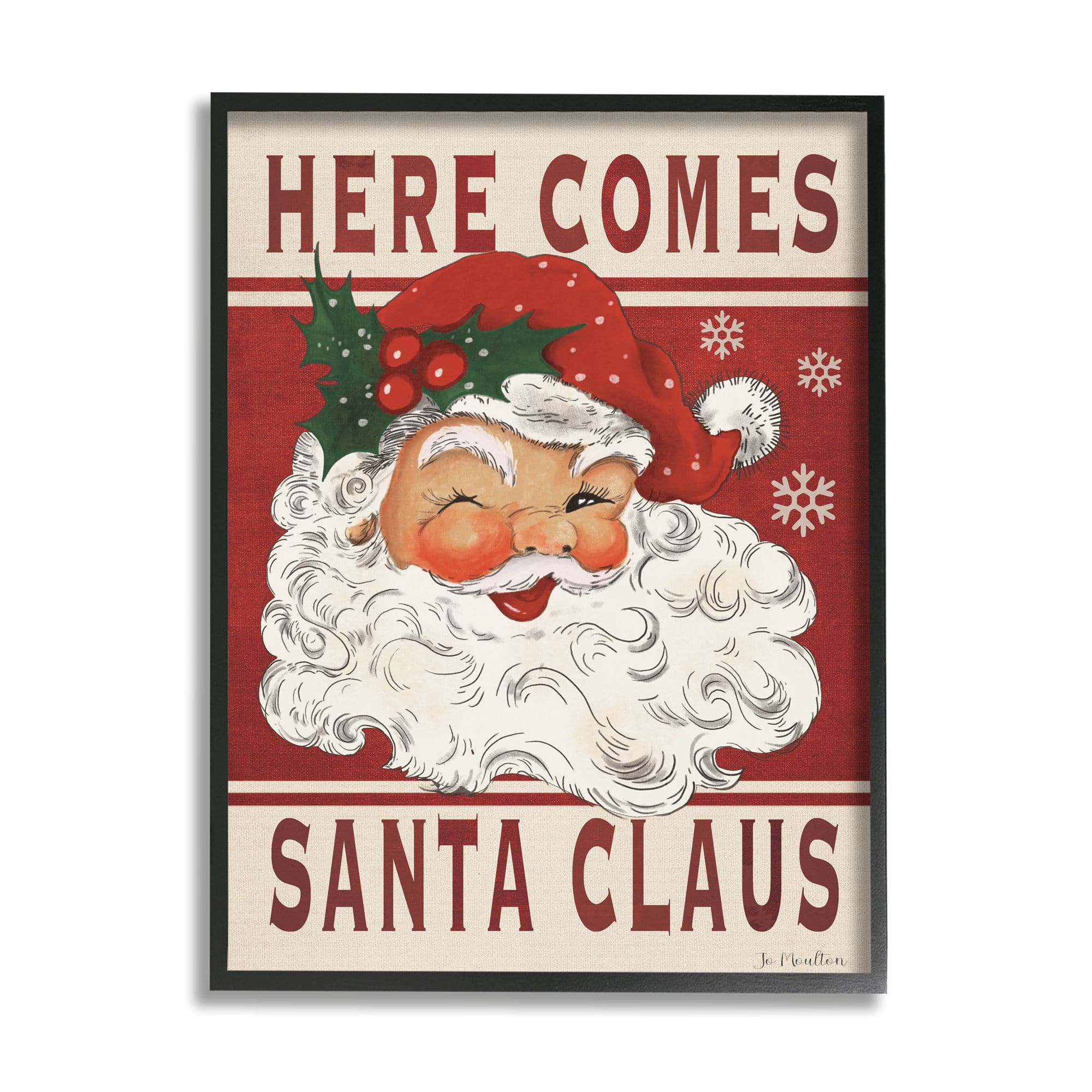 Stupell Industries Here Comes Santa Claus Smiling Vintage Framed Giclee Art