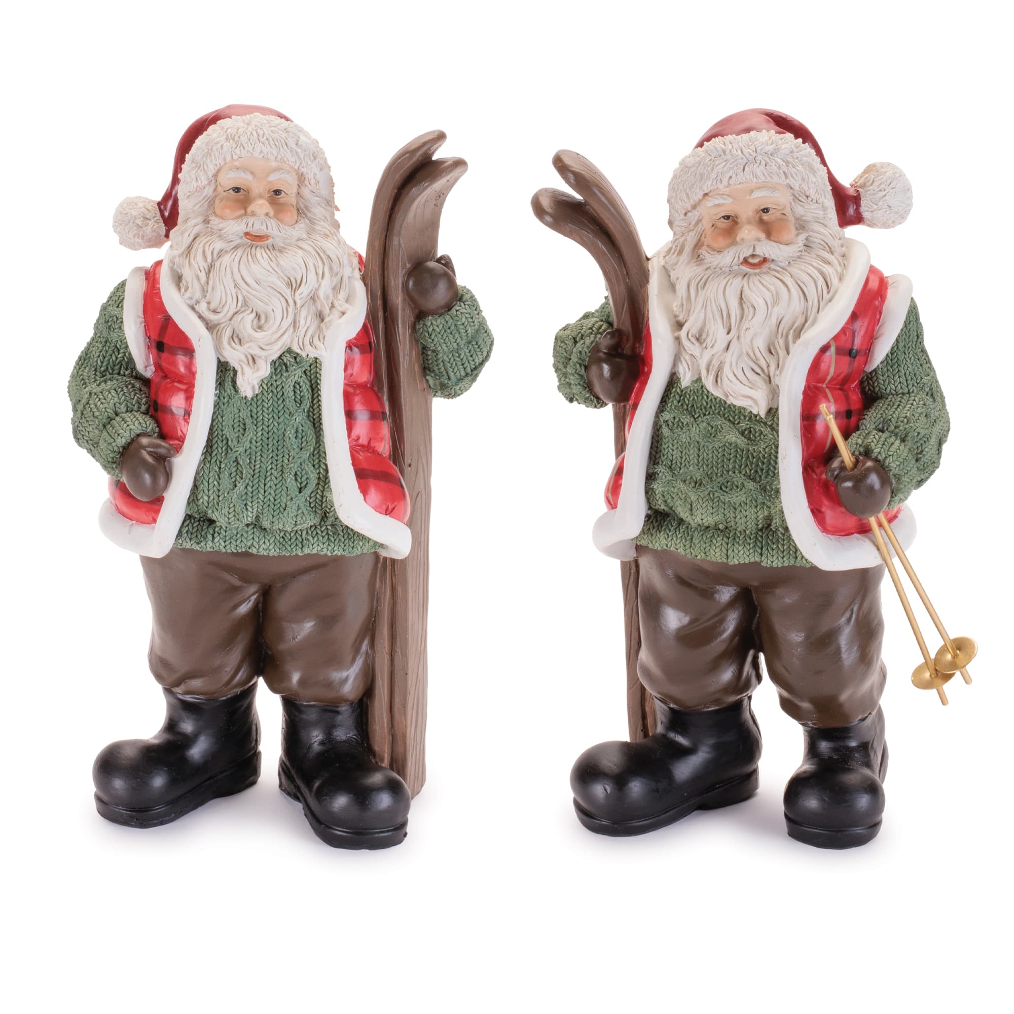 Melrose 9.75" Santa Claus Figurines with Skis Set