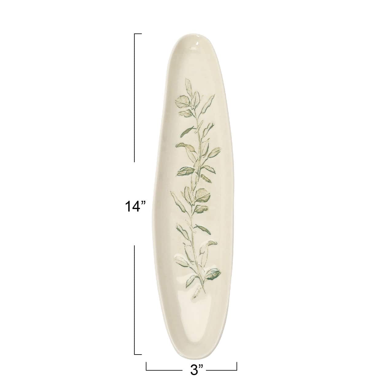 Hello Honey® Cream & Green Reactive Crackle Glaze Oval Debossed Stoneware Tray Set