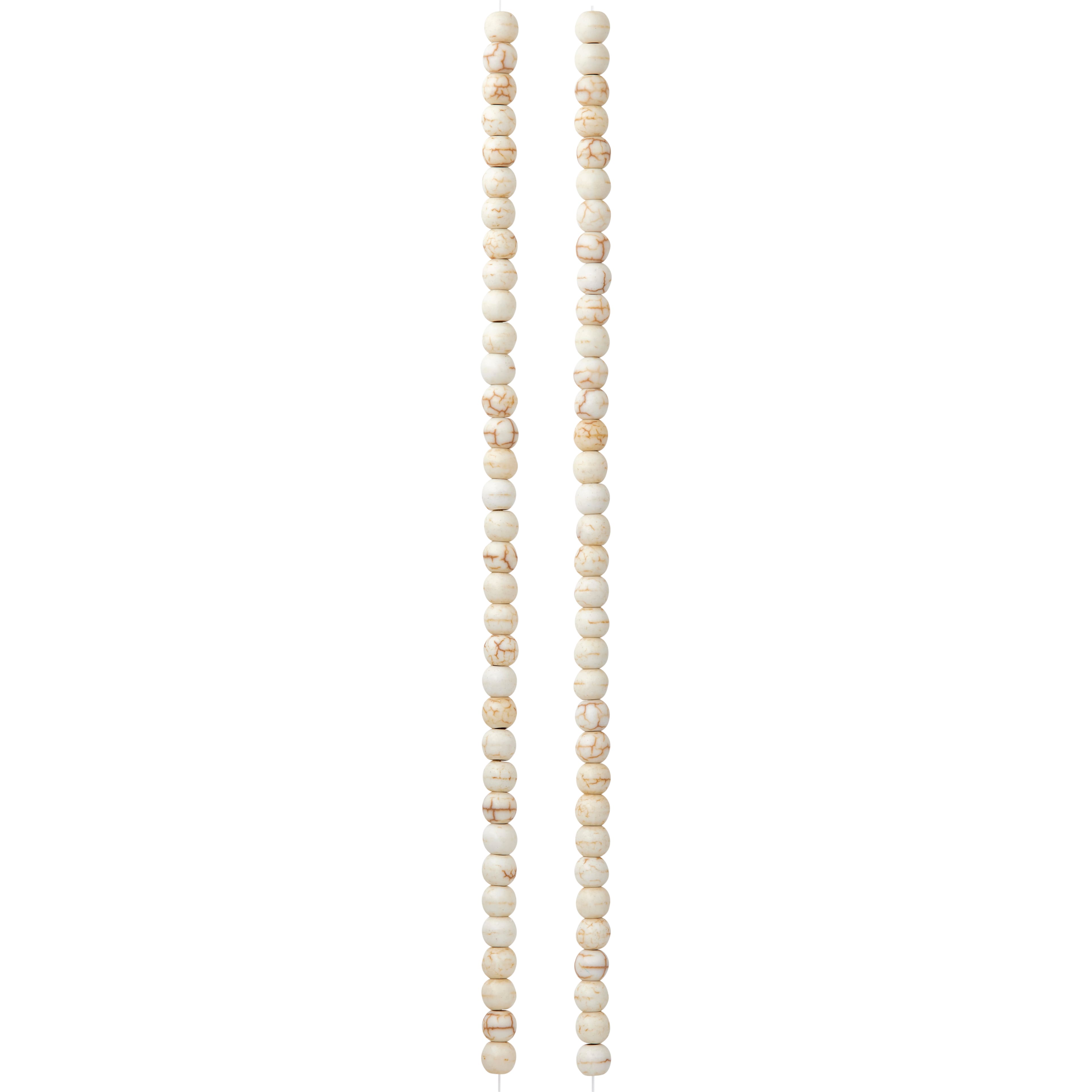 12 Pack:  White Howlite Round Beads, 4mm by Bead Landing™