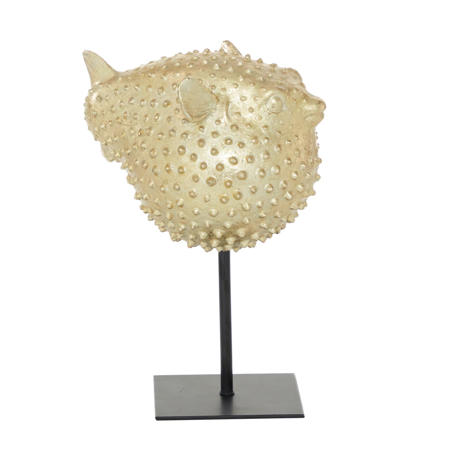 Gold Polyresin Coastal Fish Sculpture, 9" x 7" x 5"