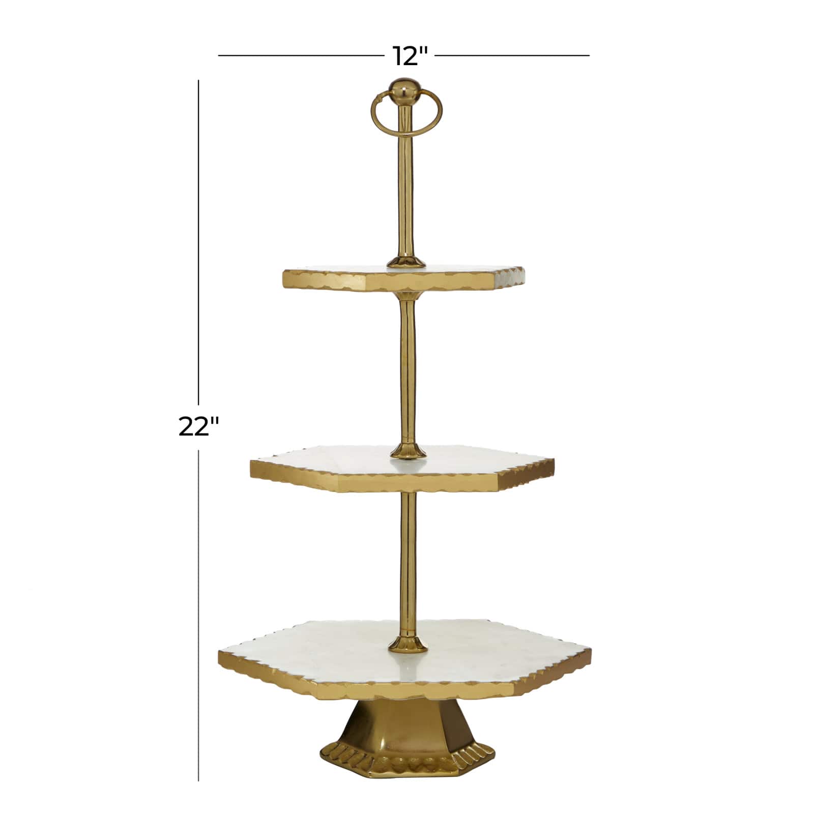 Gold Stoneware & Aluminum 3 Tier Tray Stand