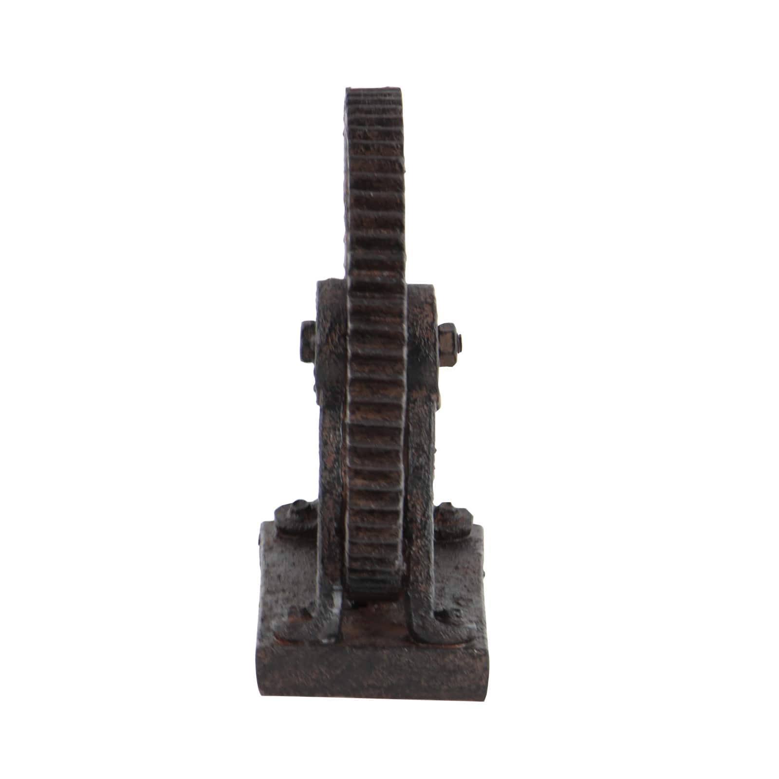 9" Brown Polystone Industrial Abstract Sculpture