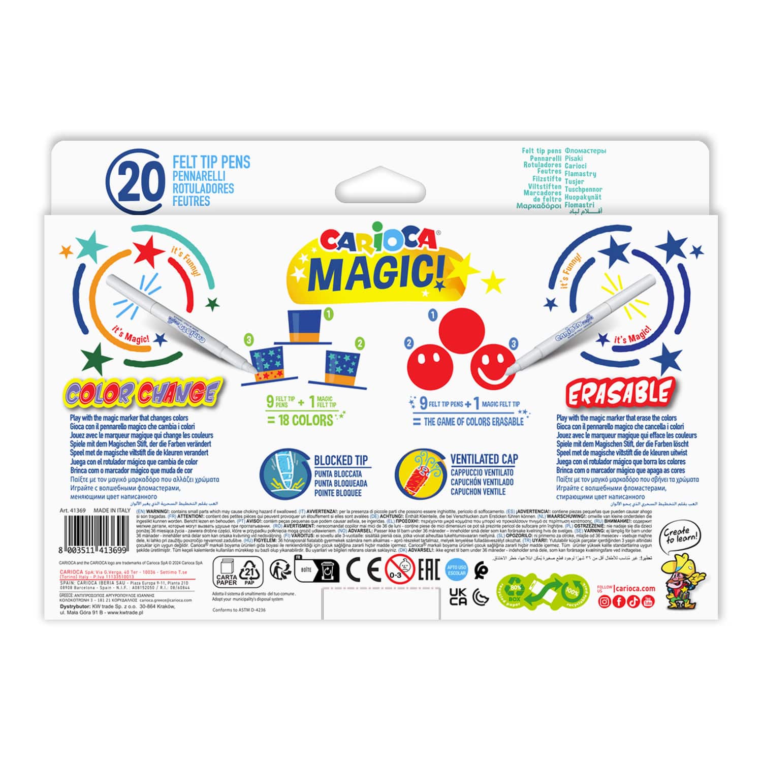 CARIOCA® 6mm Magic Felt Tip Pen & Magic Pen Set