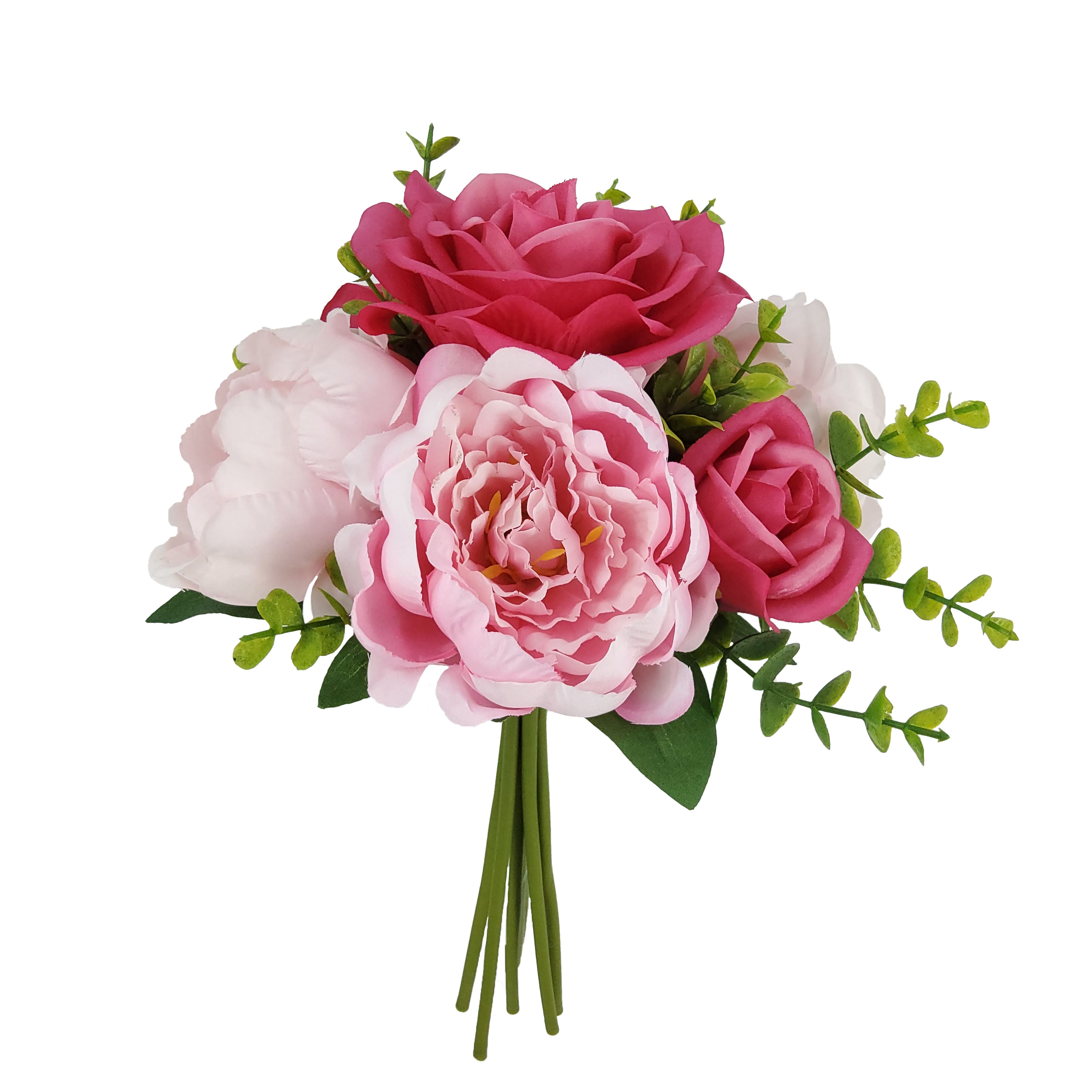11.5" Fuchsia & Pink Peony & Rose Bouquet by Ashland®