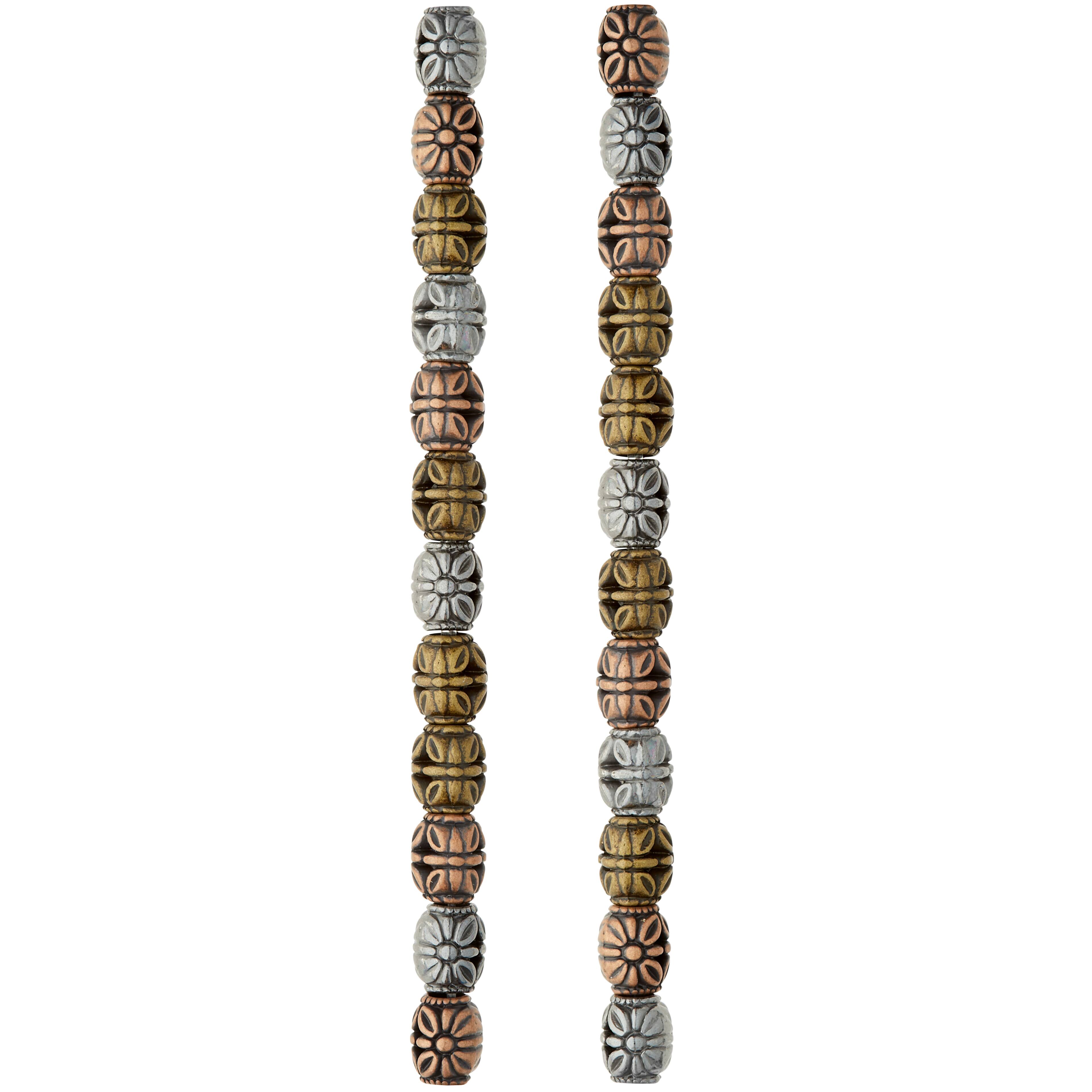 Multicolor Metal Plated Antique Barrel Beads, 10mm by Bead Landing™