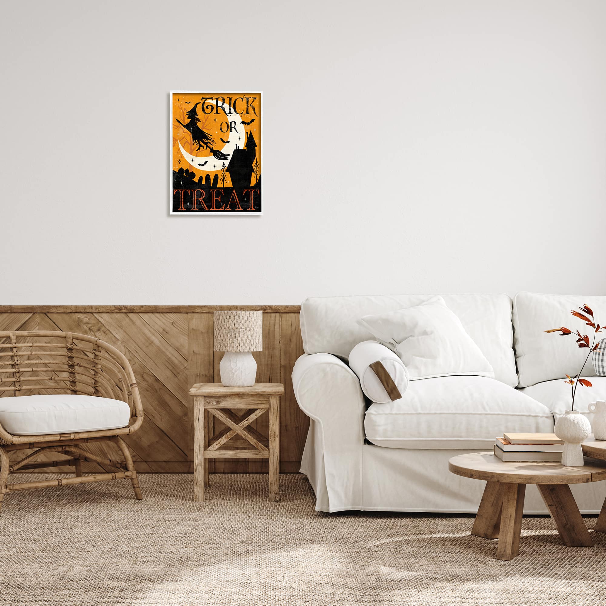 Stupell Industries Trick or Treat Halloween Witch Framed Giclée Wall Art