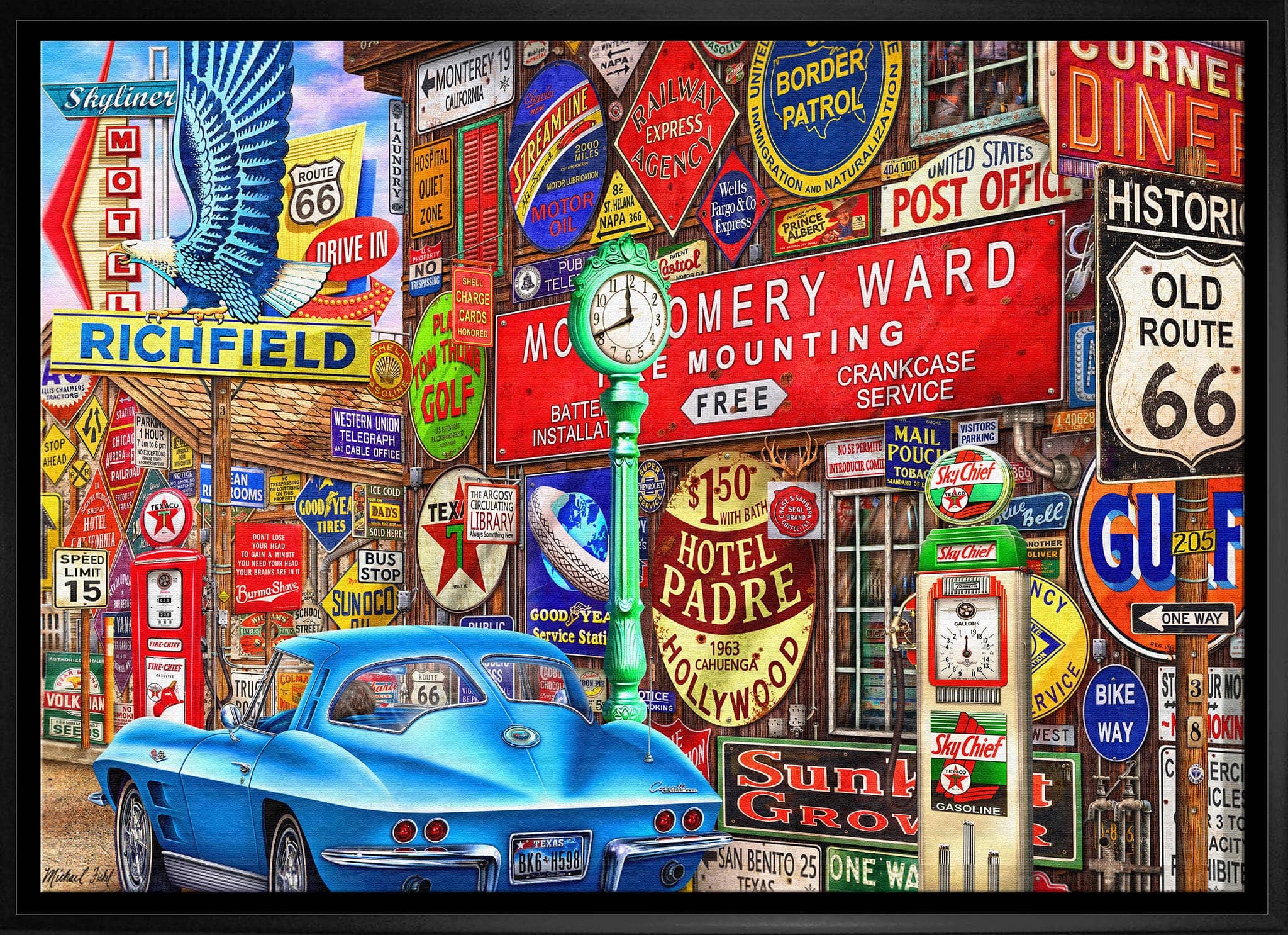 Along Route 66 20" x 29" Framed Canvas By Michel Fishel 31.5" x 22.5"
