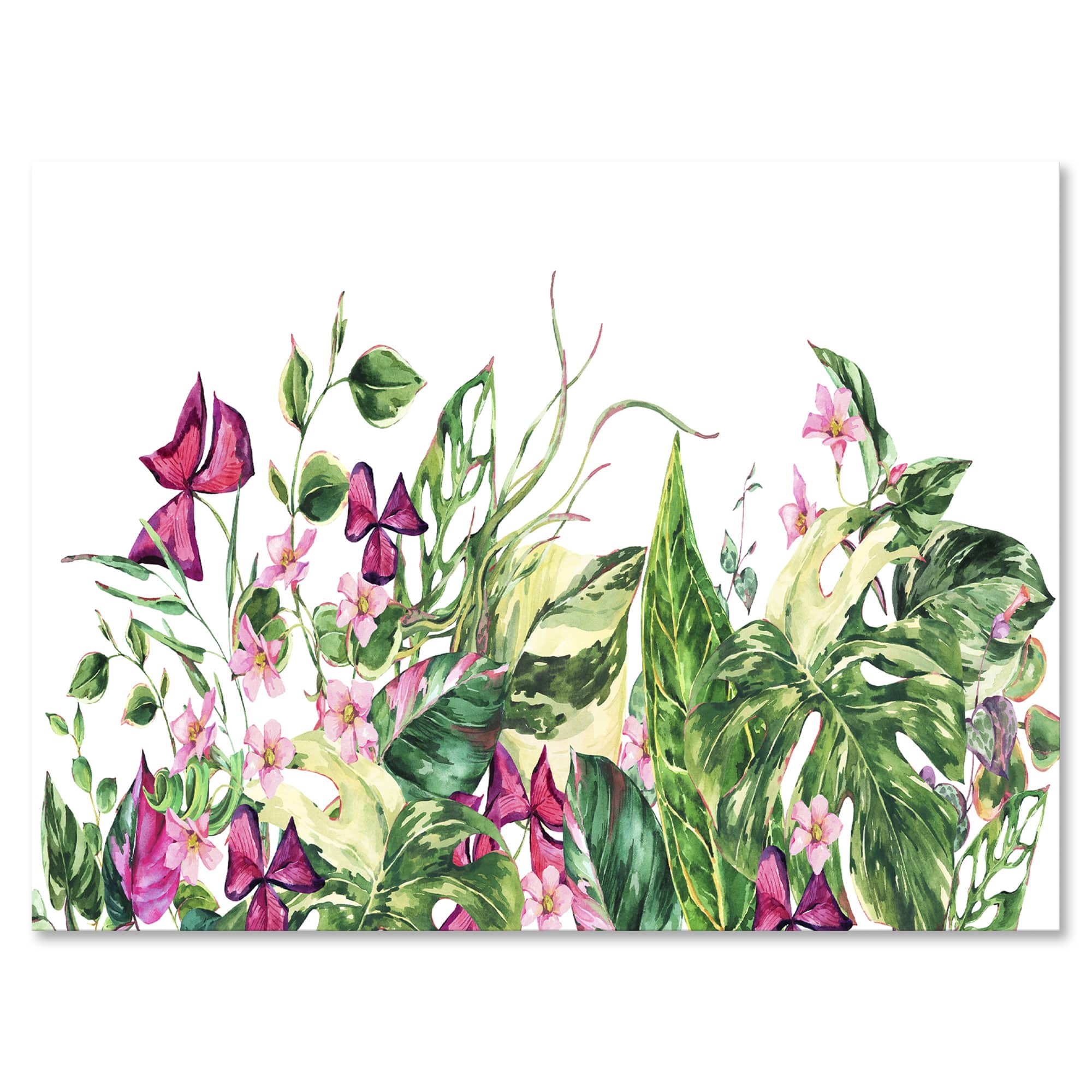 Designart - Vintage Floral Tropical Leaves I - Tropical Canvas Wall Art Print