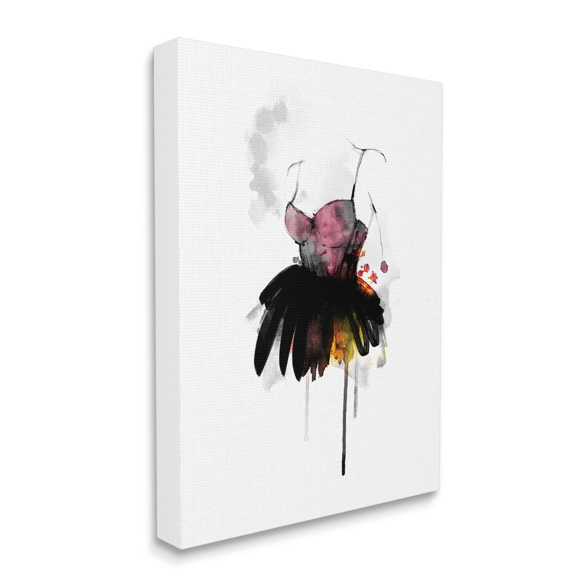 Stupell Industries Modern Female Corset Fashion Illustration Abstract Dress Canvas Wall Art