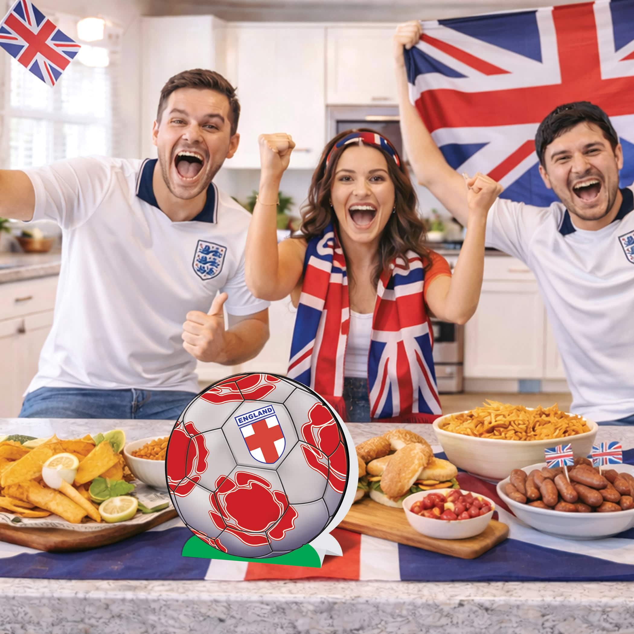 9.25" England 3D Soccer Ball Centerpieces, 2ct.