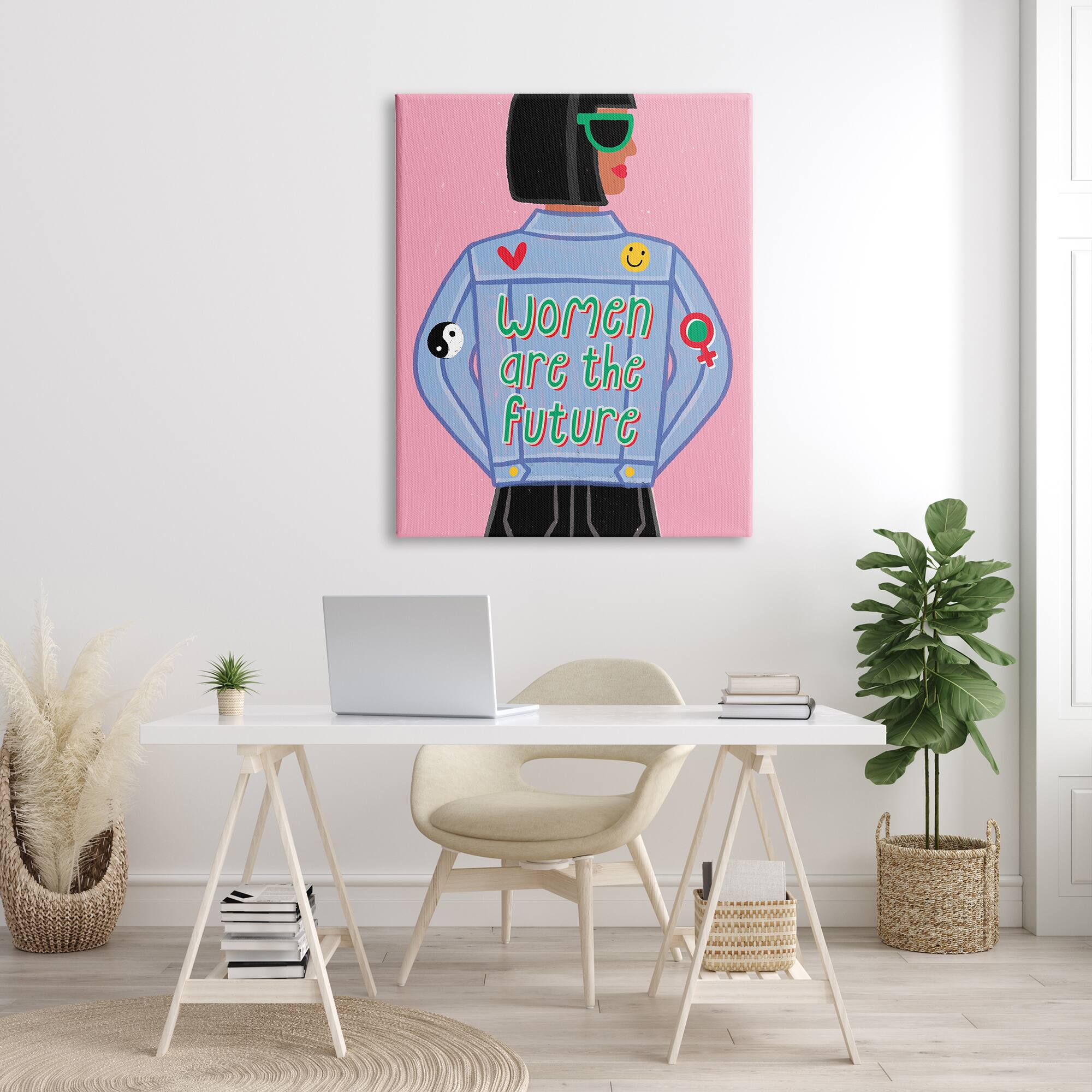 Stupell Industries Women Are The Future Girl Power Quote Denim Jacket Canvas Wall Art