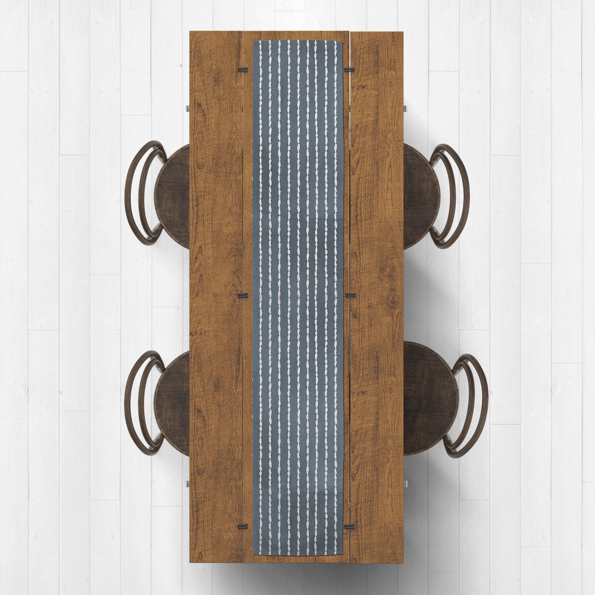 Stripes on Blue Outdoor Table Runner