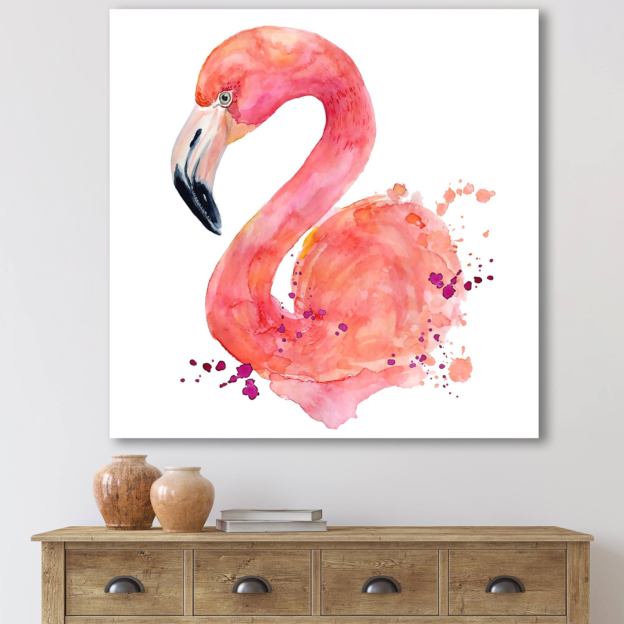 Designart - Portrait of Pink Flamingo I