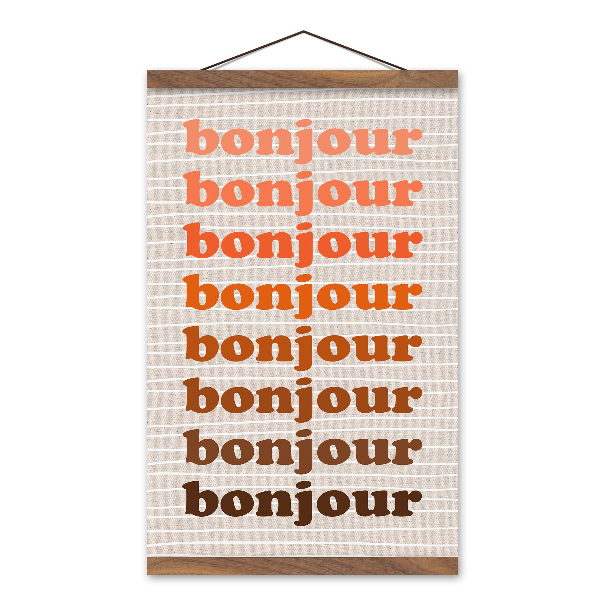 Bonjour Gradient 12" x 18" Teak Hanging Canvas