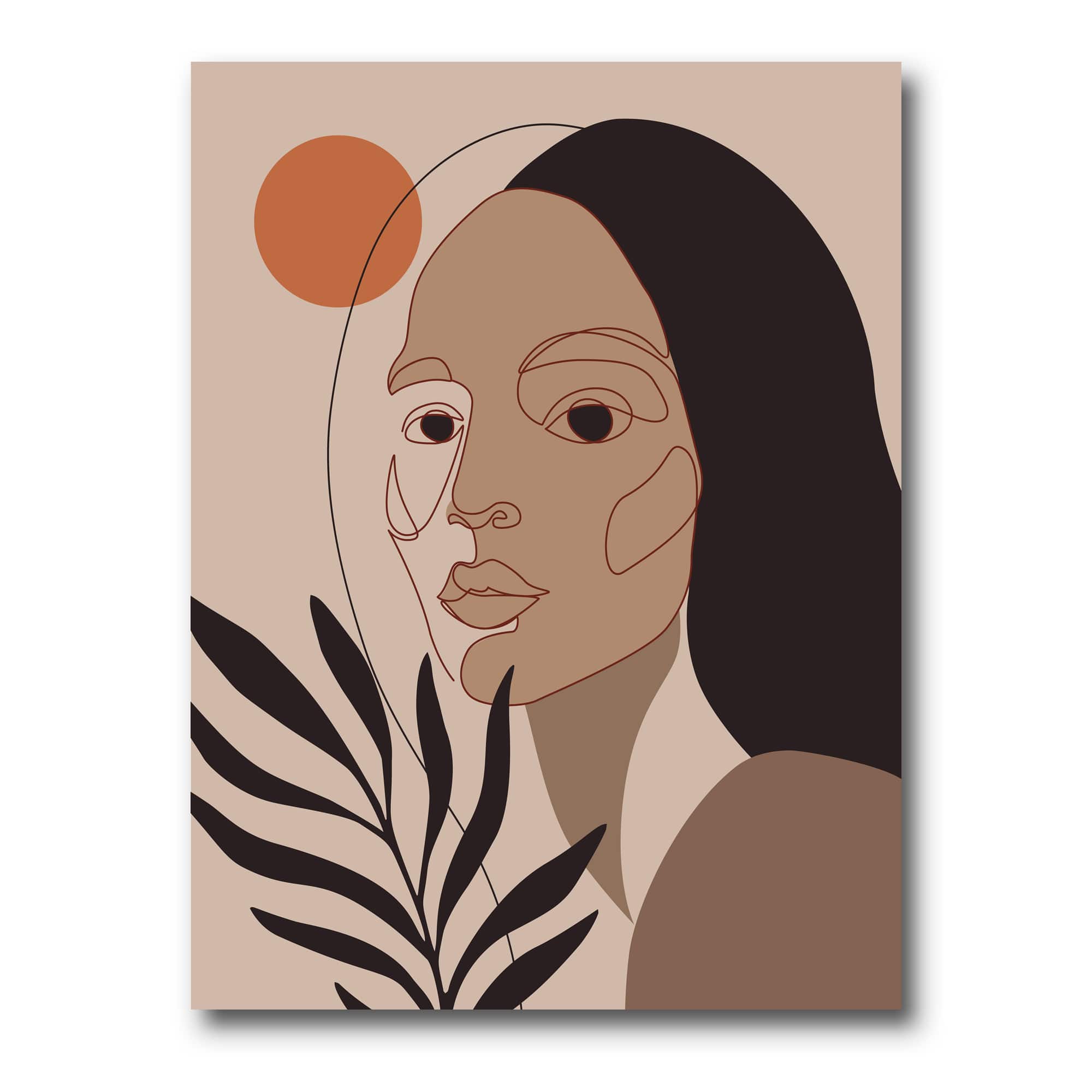 Designart - Retro Minimal Portrait of Young Woman - Modern Canvas Wall Art Print