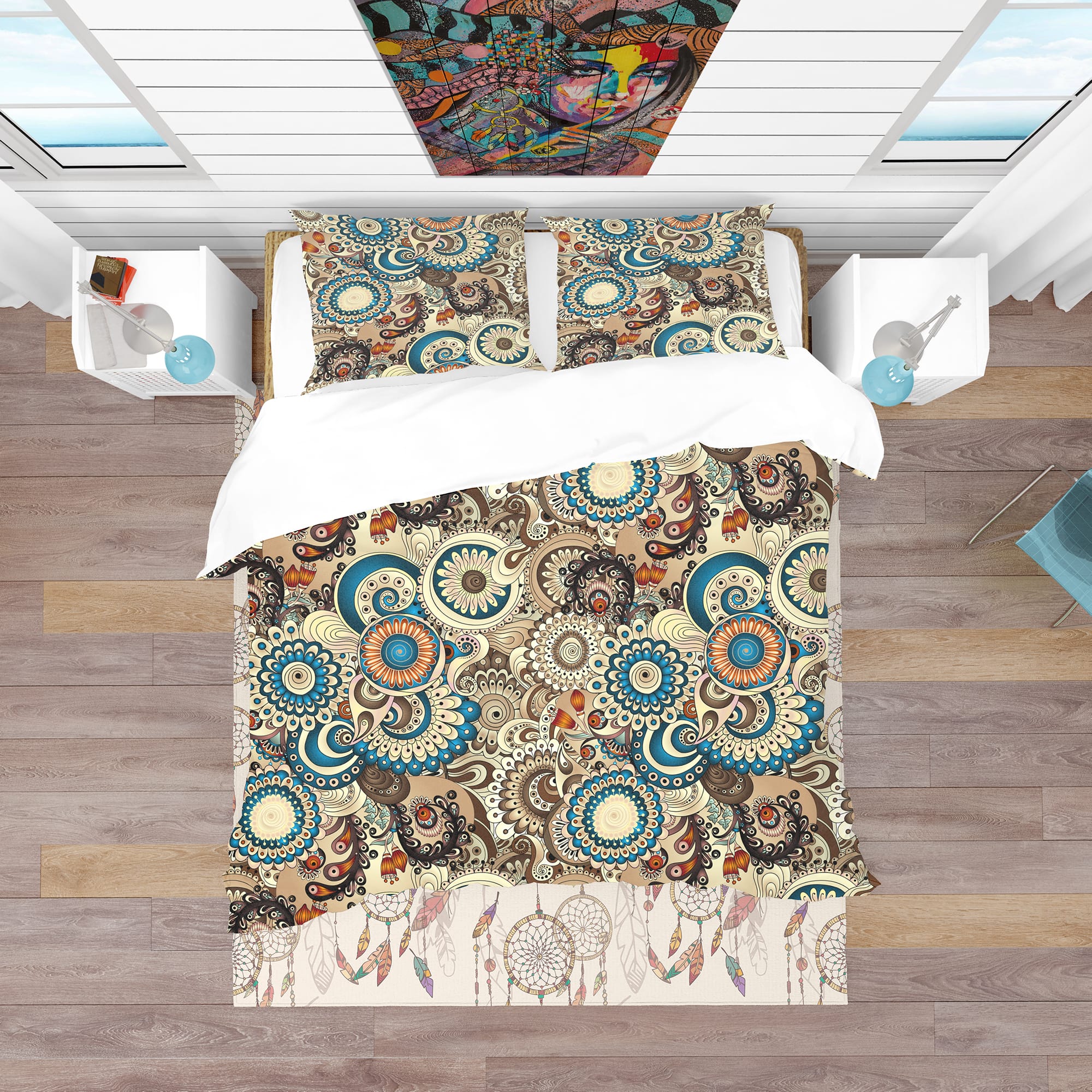 Designart 'Floral Pattern with Doodles & Cucumbers' Bohemian & Eclectic Bedding Set