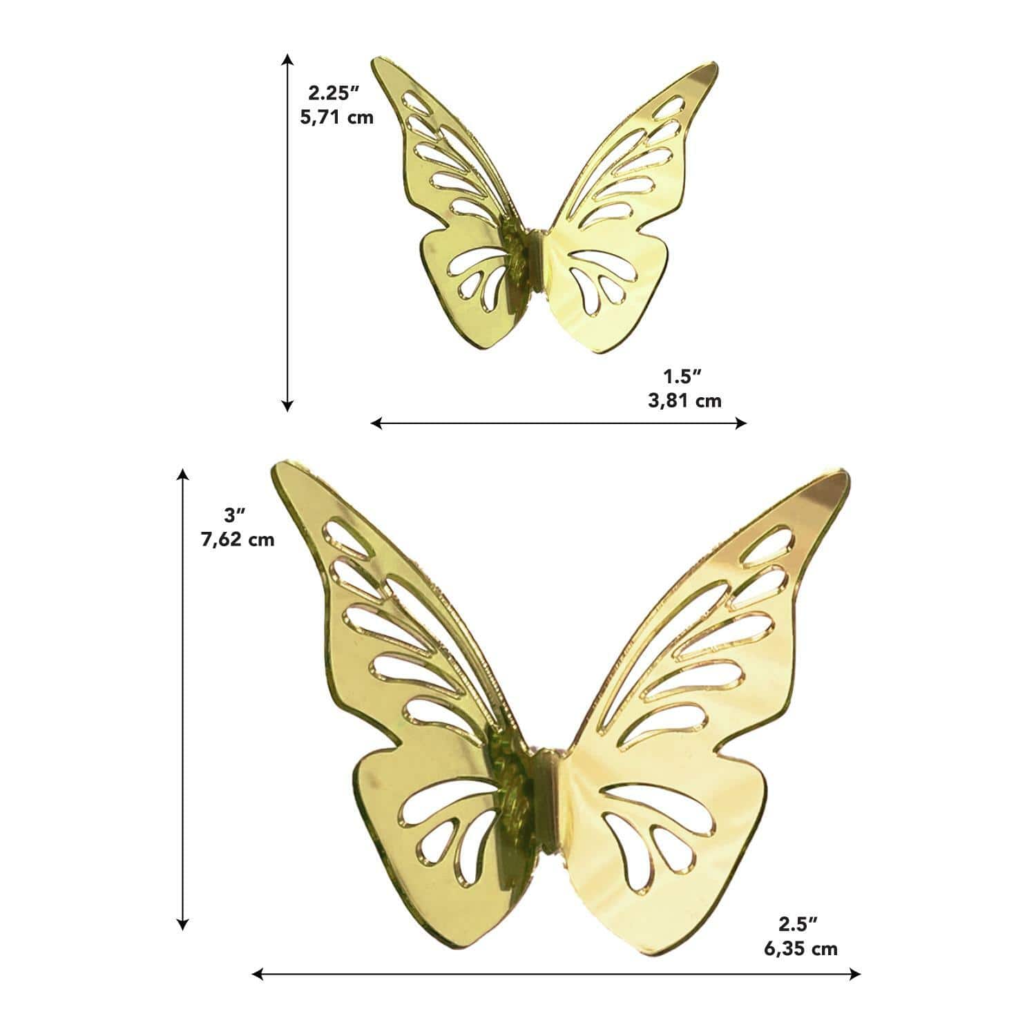 RoomMates 3D Gold Butterflies Peel & Stick Mirror Decals