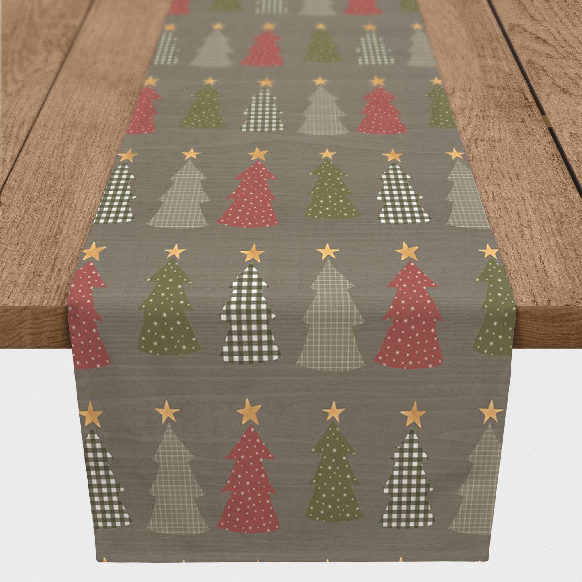 72" Gray Tree Pattern Cotton Twill Runner