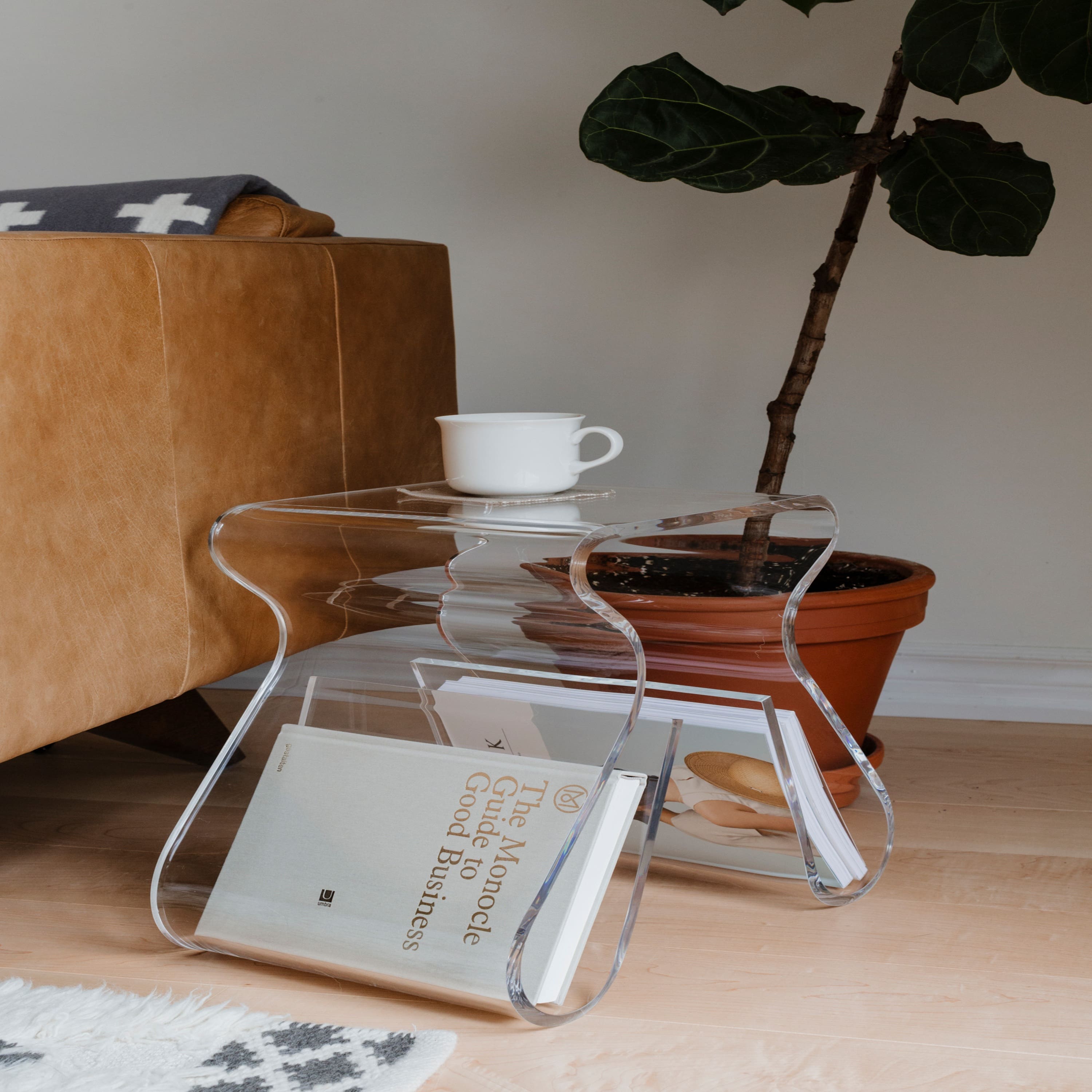 Umbra 17" x 17" Clear Magino Stool with Magazine Rack