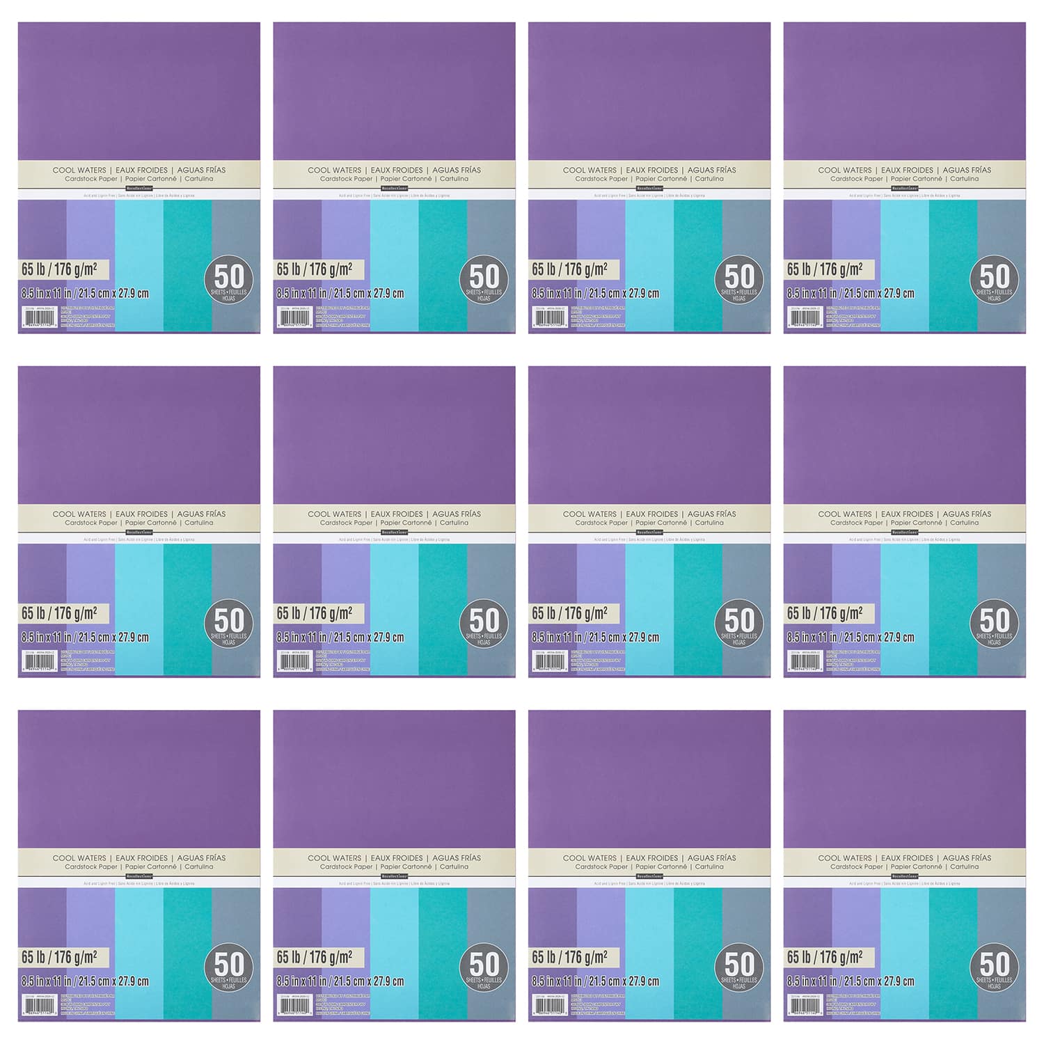 12 Packs: 50 ct. (600 total) Cool Water 8.5" x 11" Cardstock Paper by Recollections™