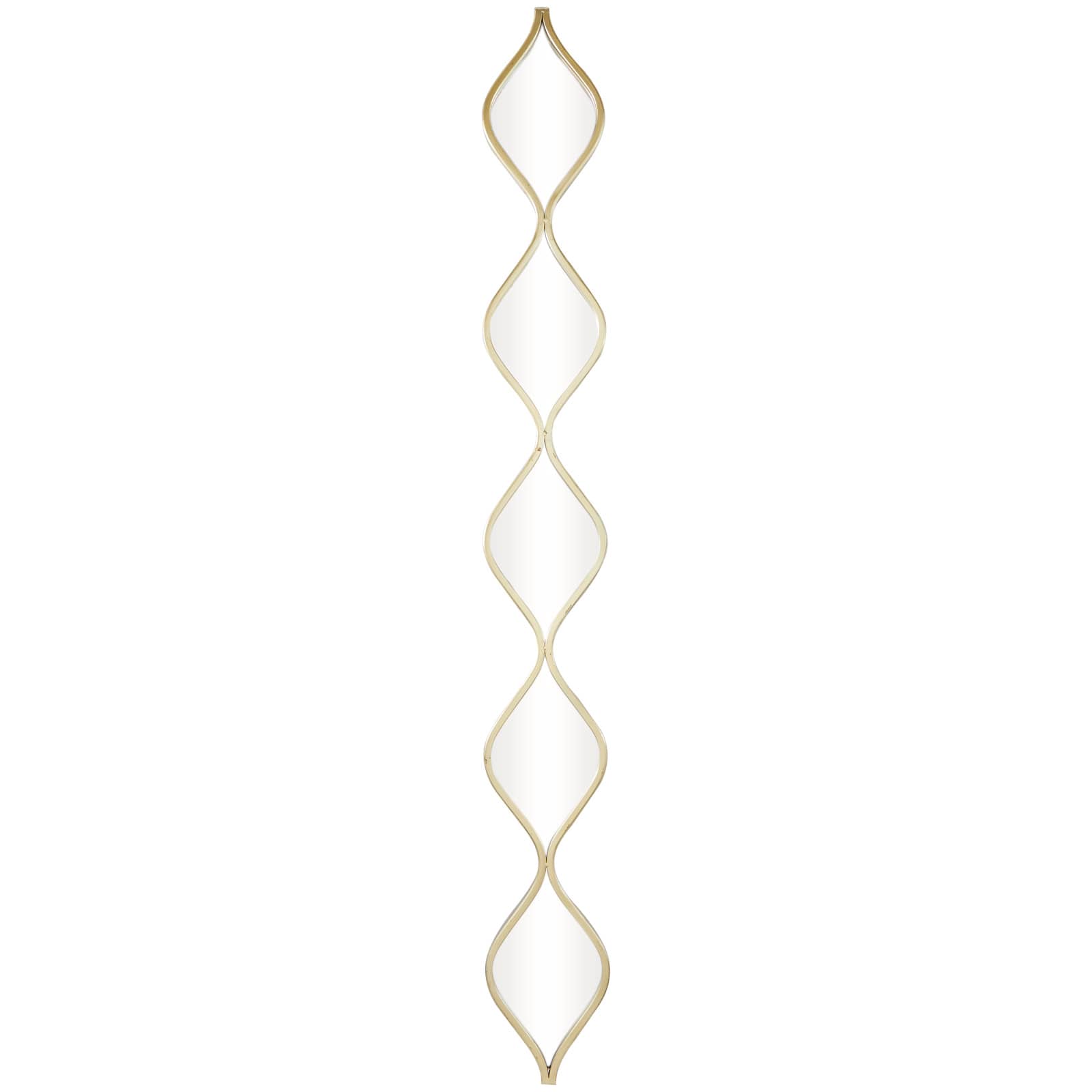Gold Metal Slim Stacked Chain 5 Layer Wall Mirror with Tear Drop Pattern 7" x 1" x 59"