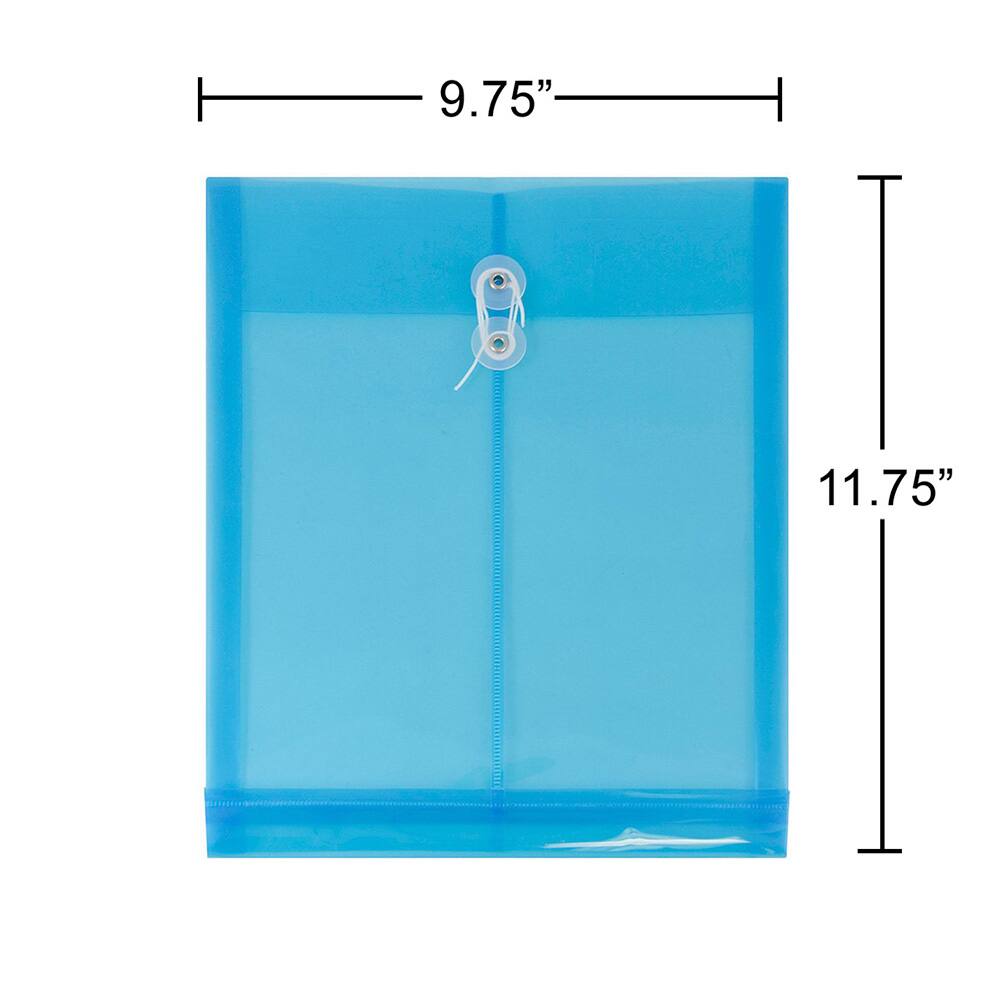JAM Paper Assorted Plastic Button & String Closure 9.75" x 11.75" Envelopes, 6ct.