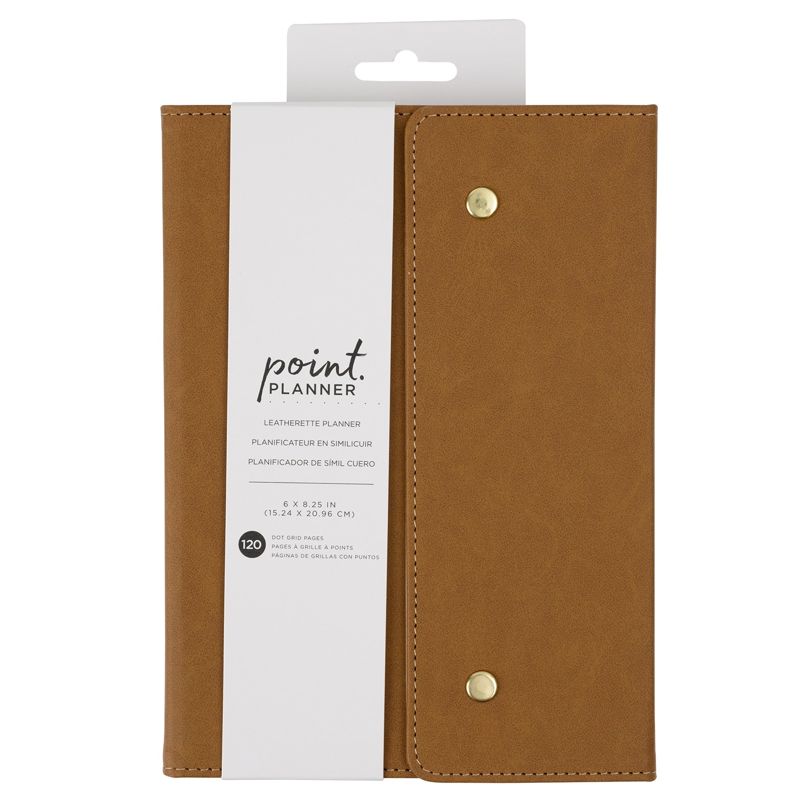 American Crafts™ Brown 6" x 8.25" Point Planner Snap Leatherette with Dot Grid, 120 Sheets