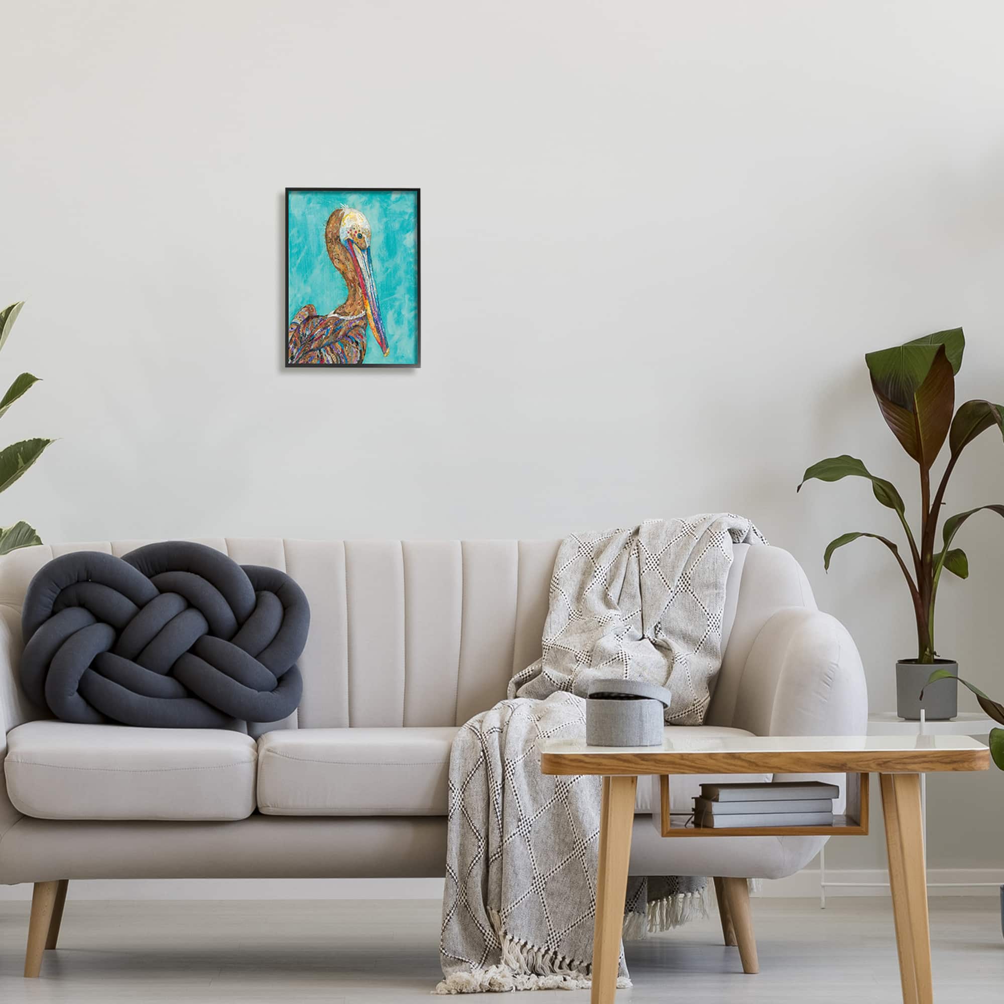 Stupell Industries Beautiful Pelican Bird Vivid Patterns Framed Giclee Art