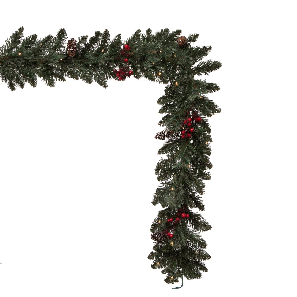 4-Piece Pre-Lit Artificial Christmas Tree, Wreath & Garland Set, Warm White LED Lights