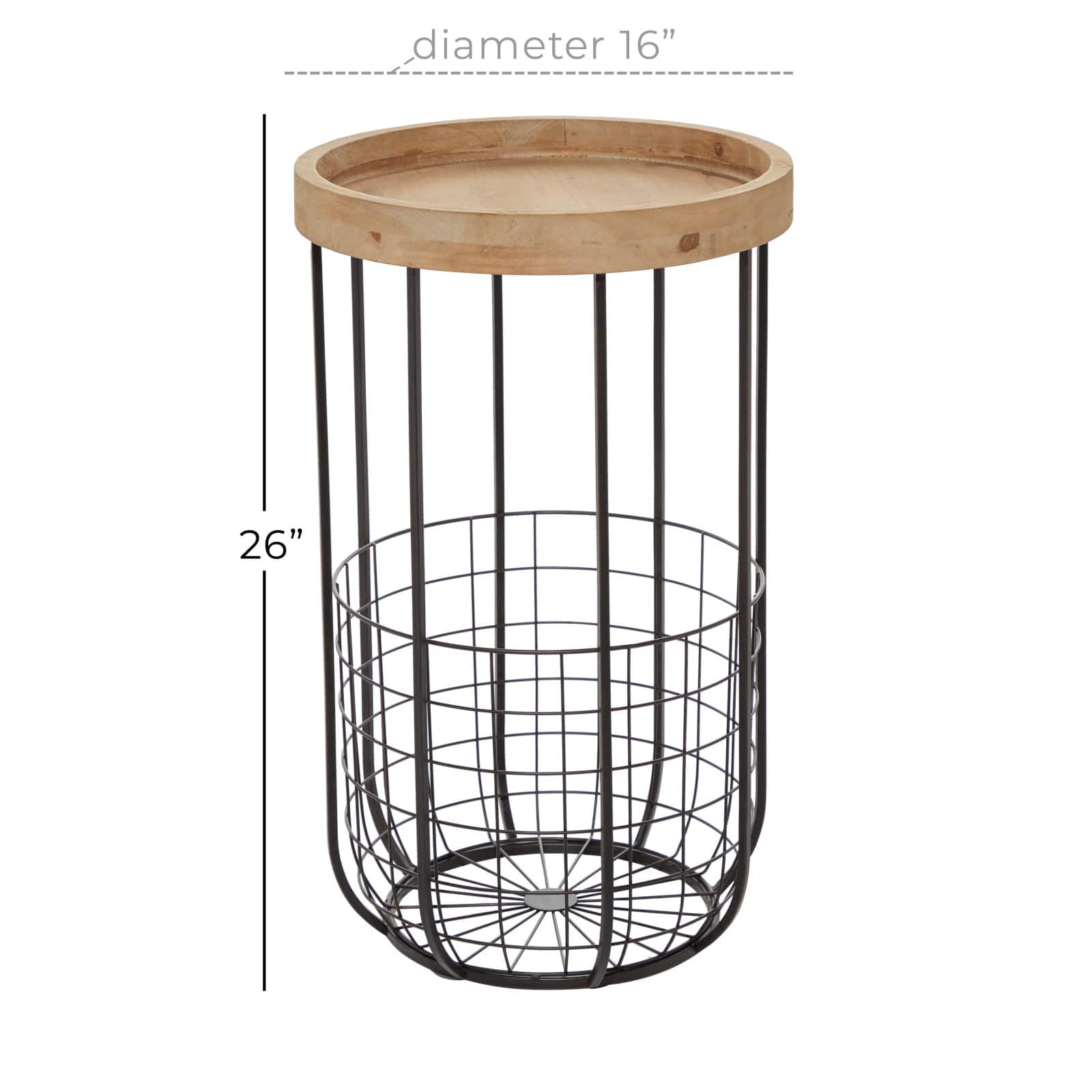 16" Black Industrial Compact Accent Table