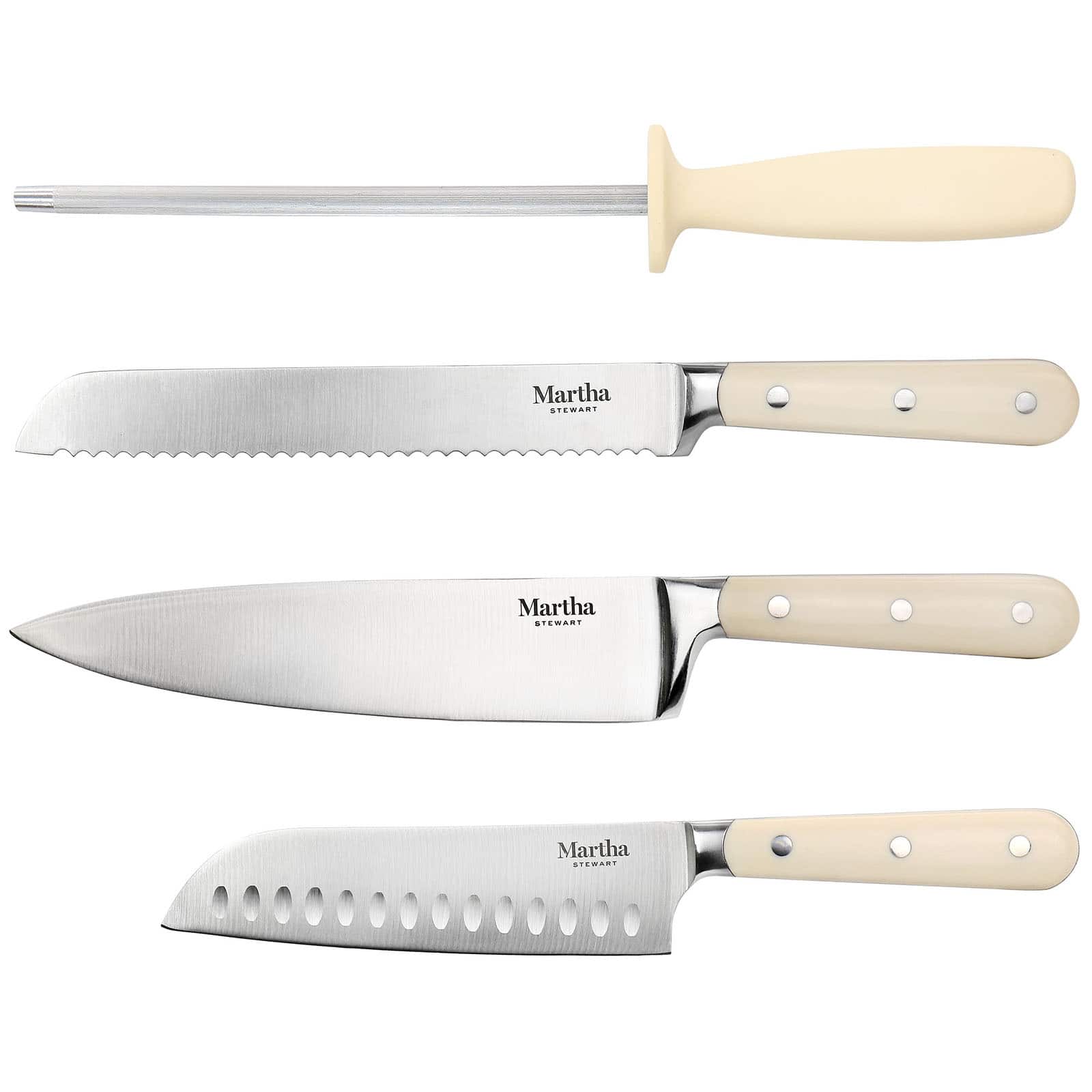 Martha Stewart Cream Stainless Steel 14 Piece Cutlery & Knife Block Set