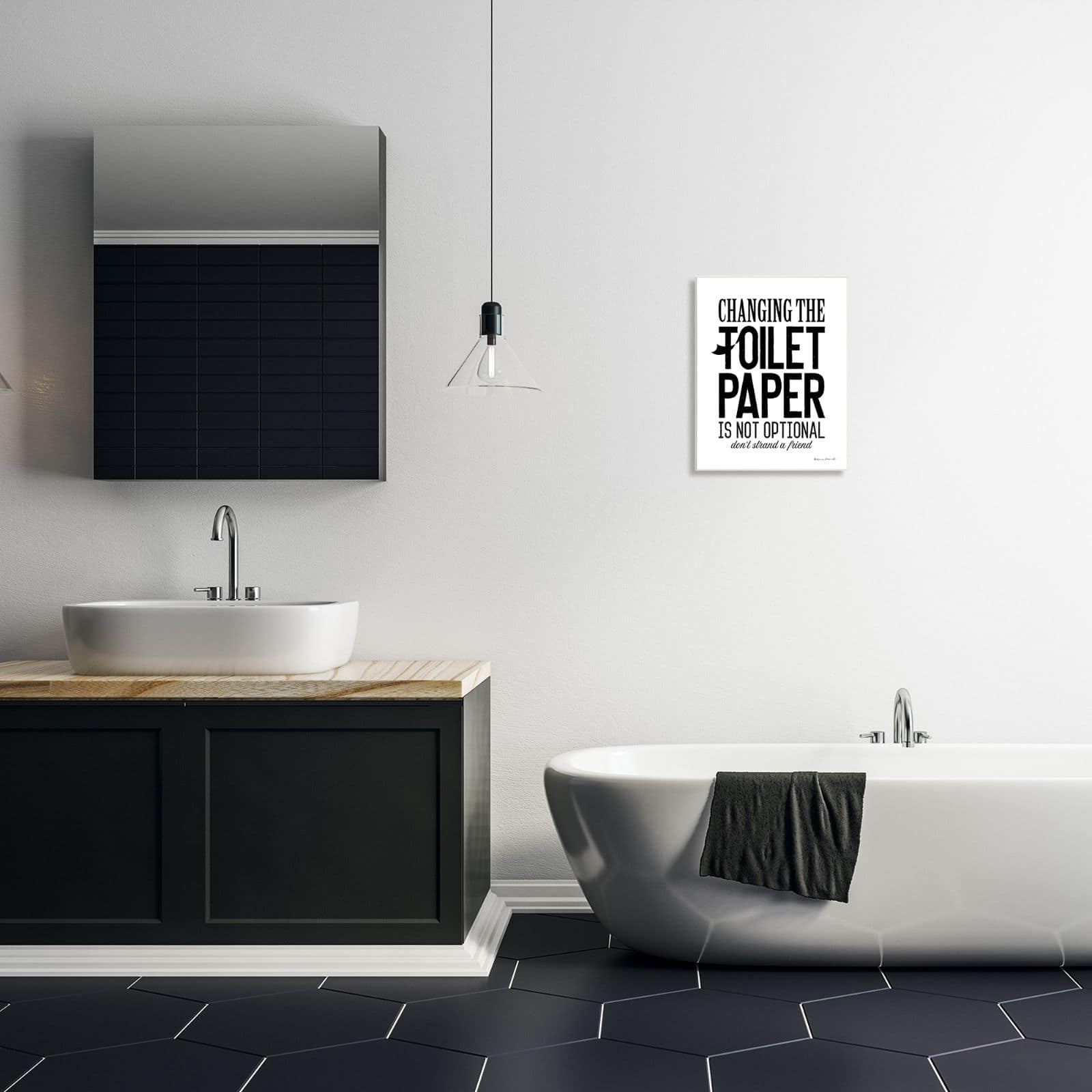 Stupell Industries Changing Toilet Paper Not Optional Funny Bathroom Phrase Wall Plaque