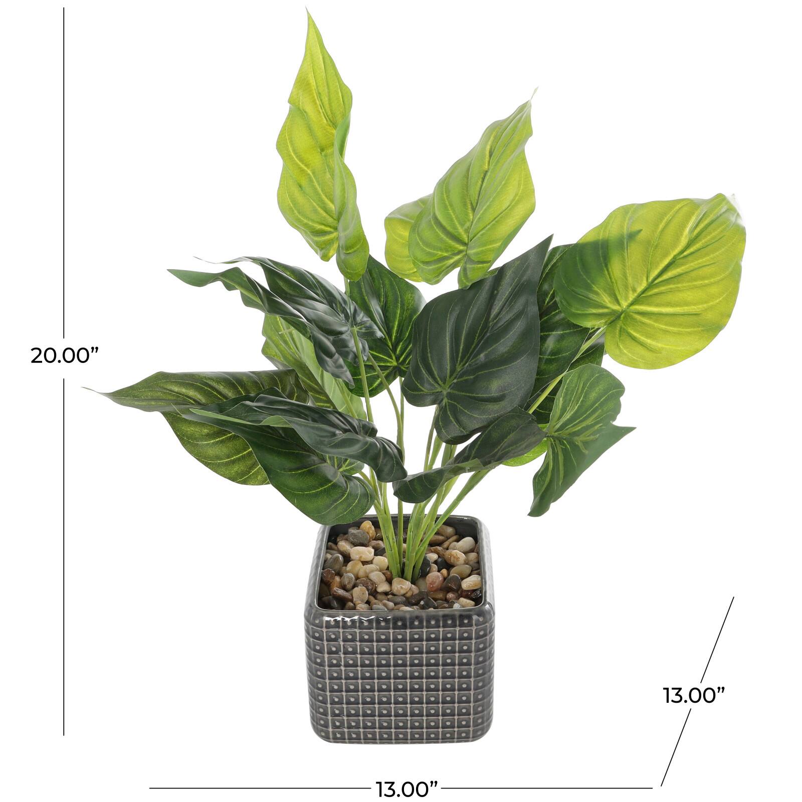 20" Green Foliage Artificial Plant with Black Ceramic Pot