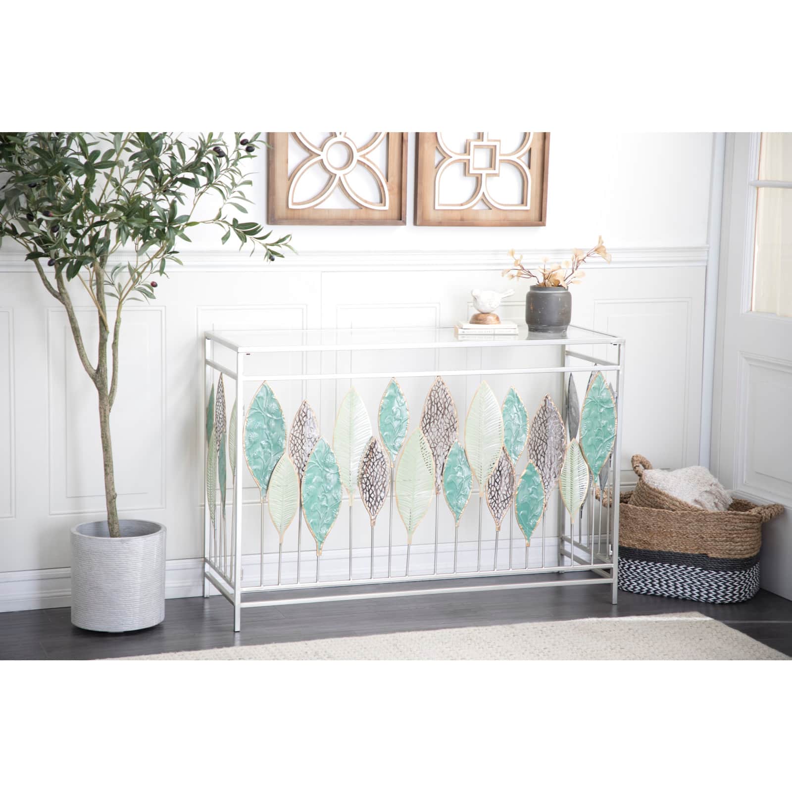 Silver Metal Contemporary Console Table 30" x 44" x 15"