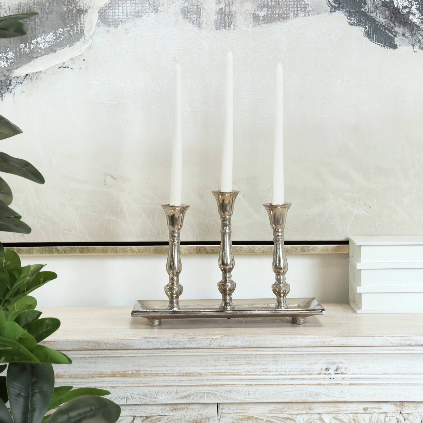 Aluminum 3 Candle Candelabra with Candle Plate