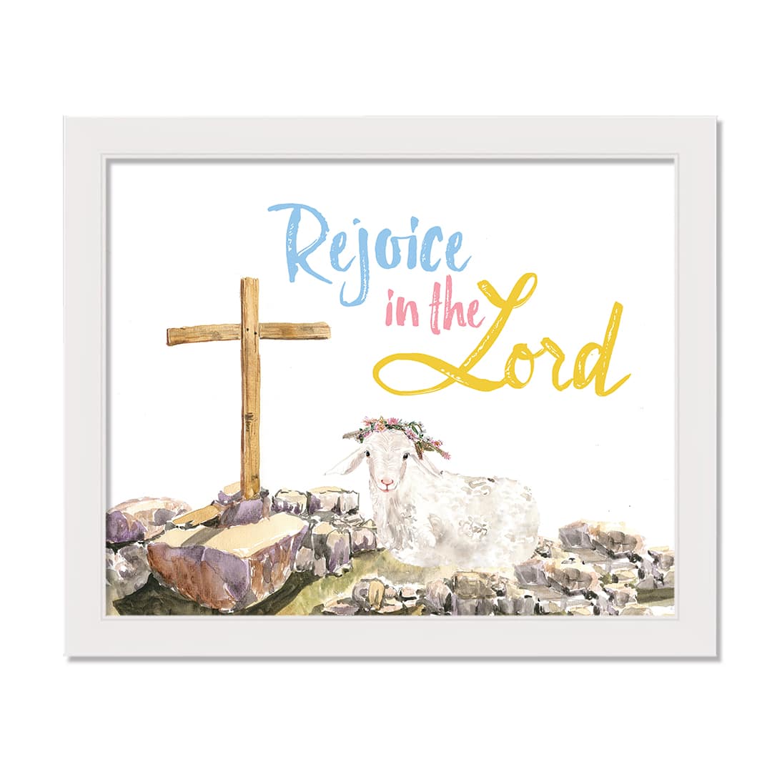 Rejoice In The Lord 20" x 16" White Framed Print Under Plexiglass