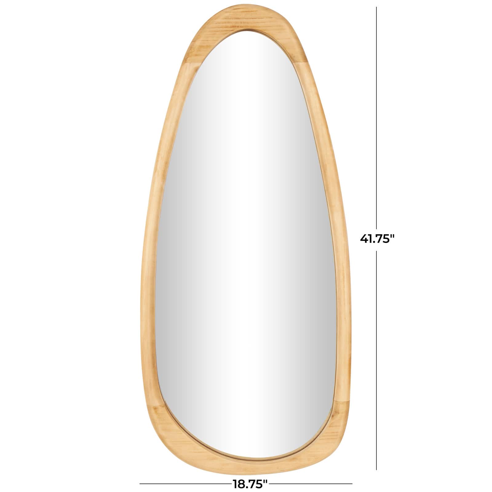 42" Brown Wood Oval Wall Mirror
