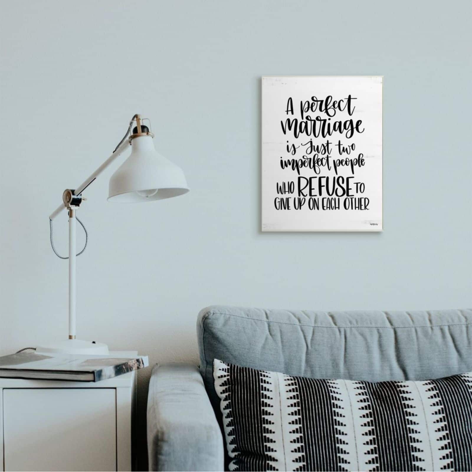 Stupell Industries Perfect Marriage Imperfect People Quote Wood Wall Plaque