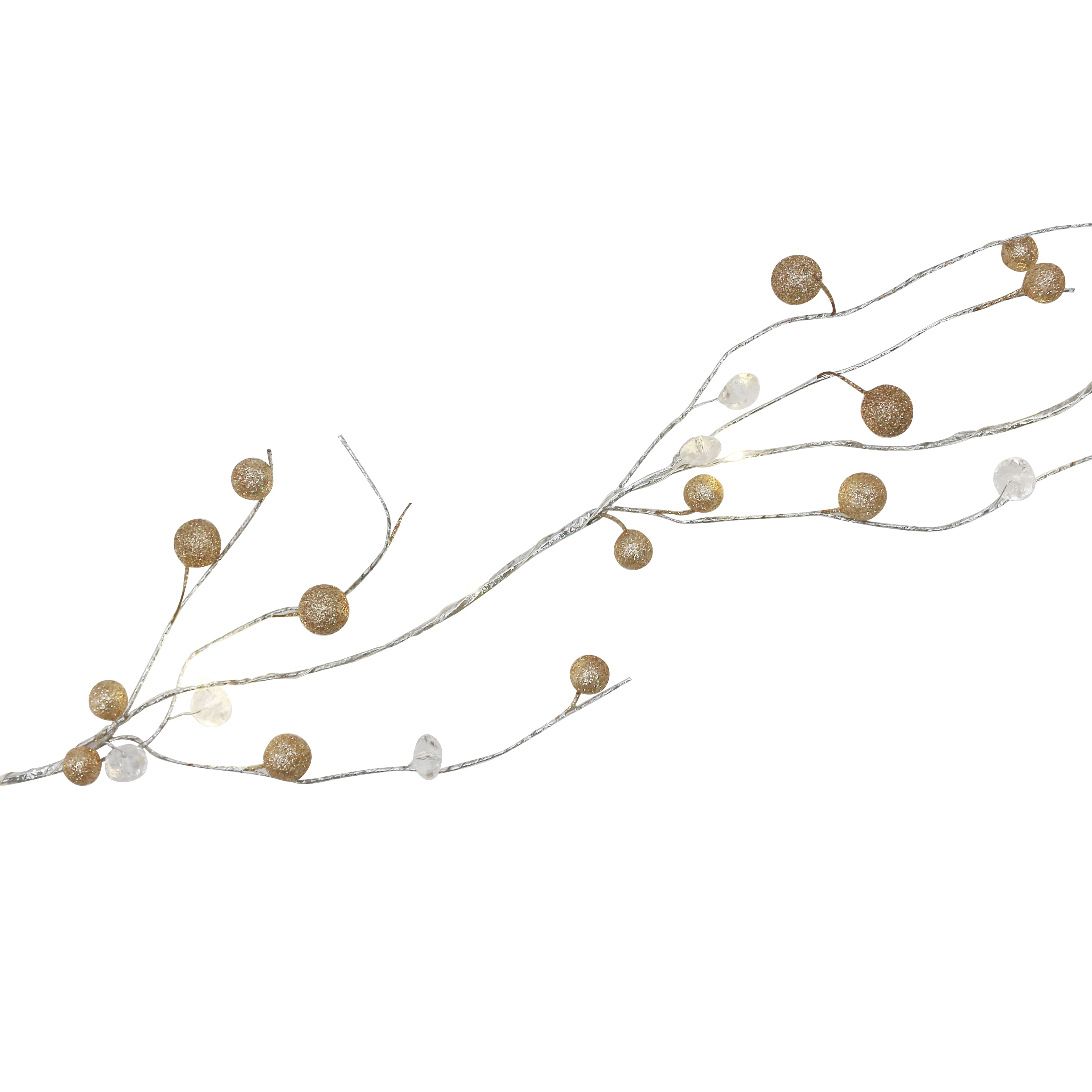 18ct. Warm White LED Gold Glitter & Crystal Bead Garland String Lights on Silver Wire by Ashland®