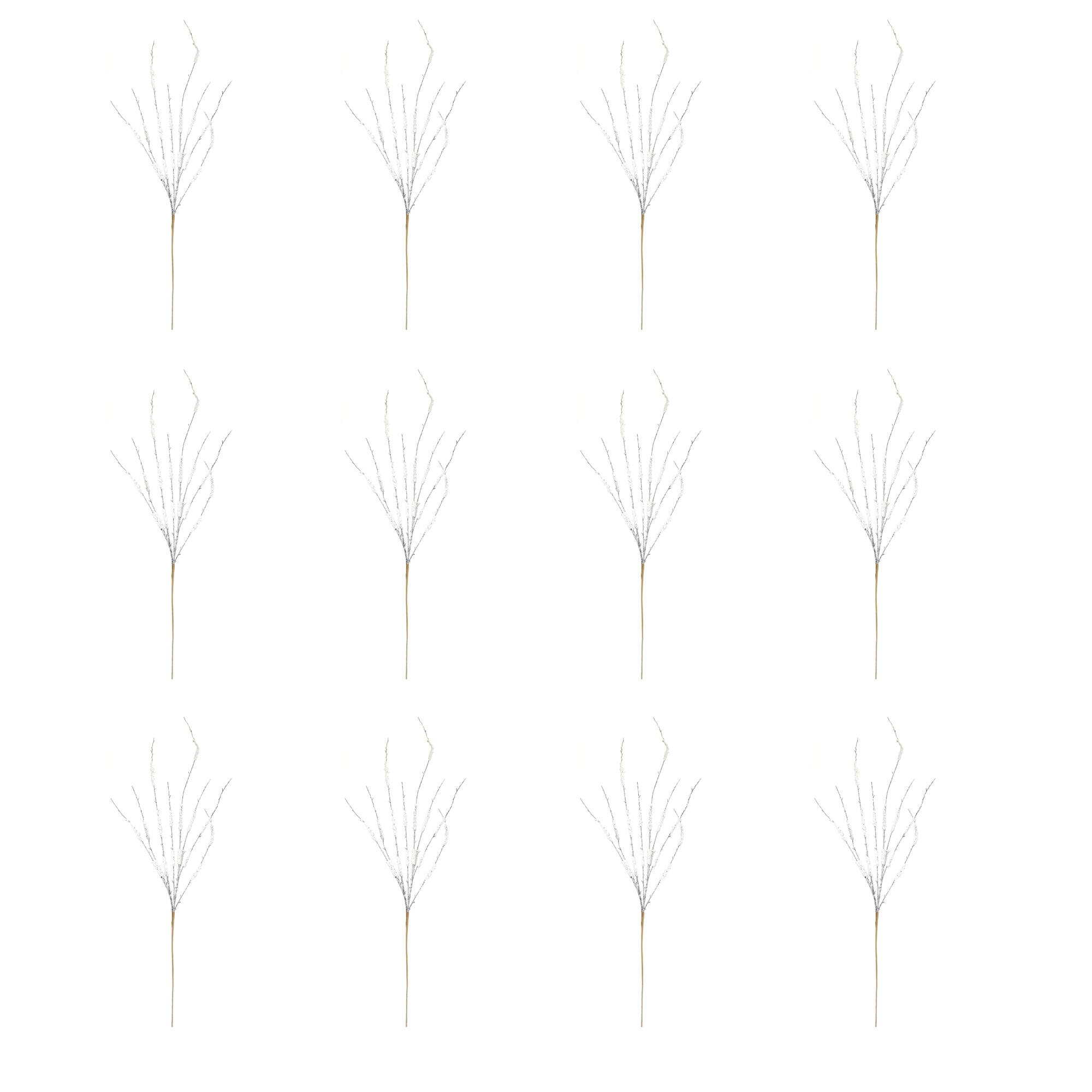 Silver Flocked Tinsel Branch, 12ct.