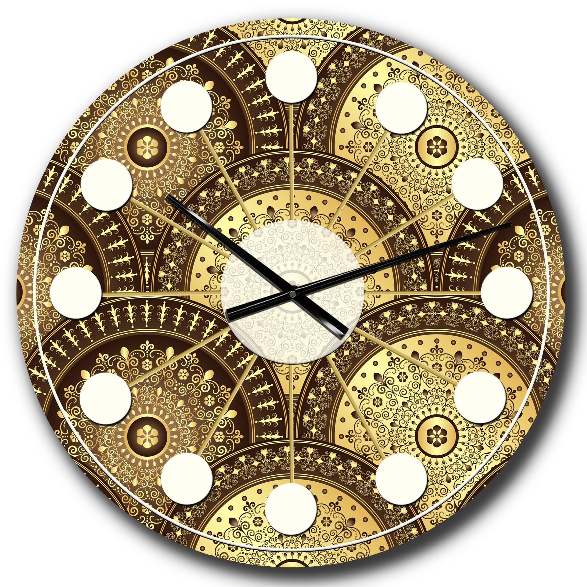 Designart 'Golden Circular Pattern I Mid-Century Modern Wall Clock