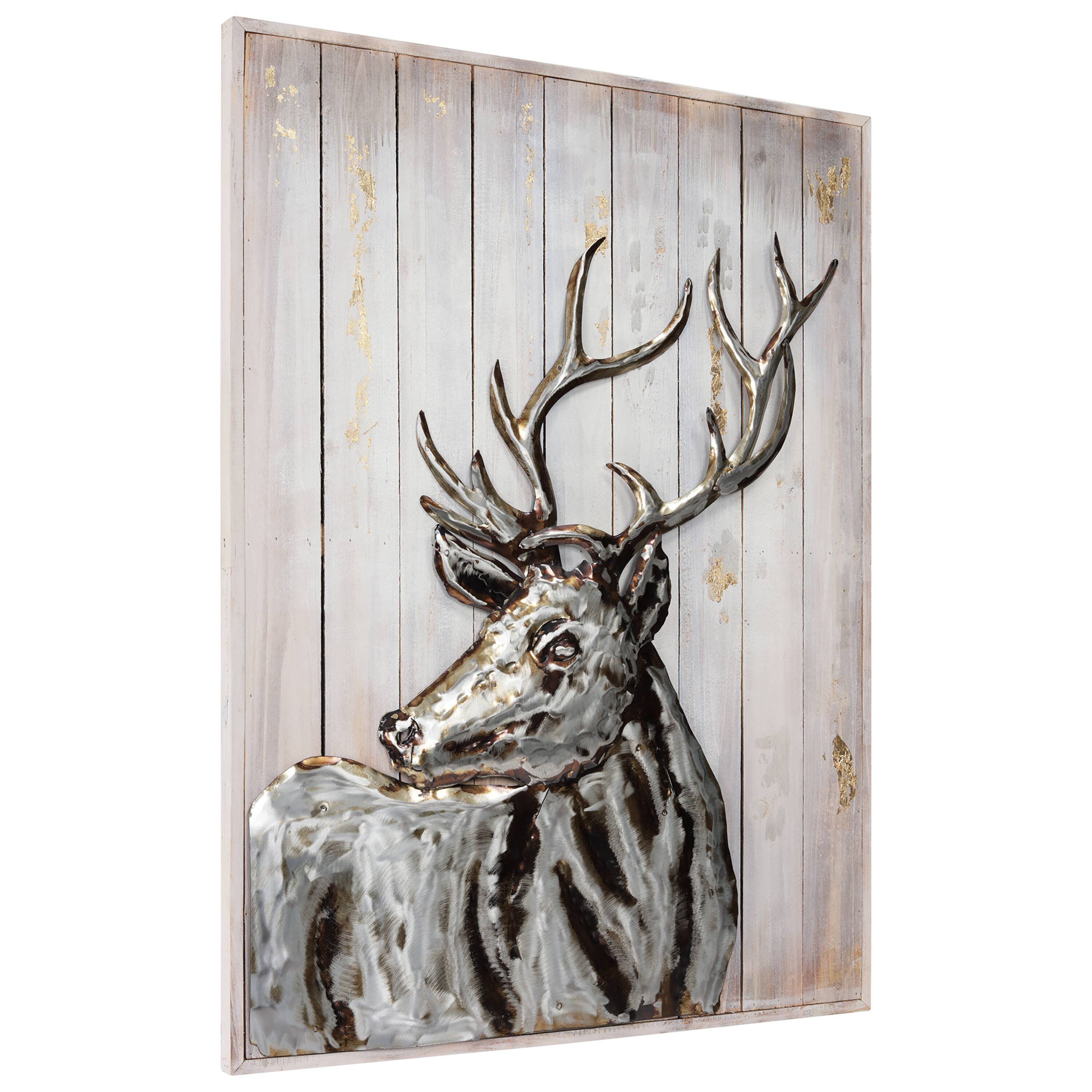 Empire Art Direct 40" x 30" Deer 2 Framed Metal Wall Sculpture